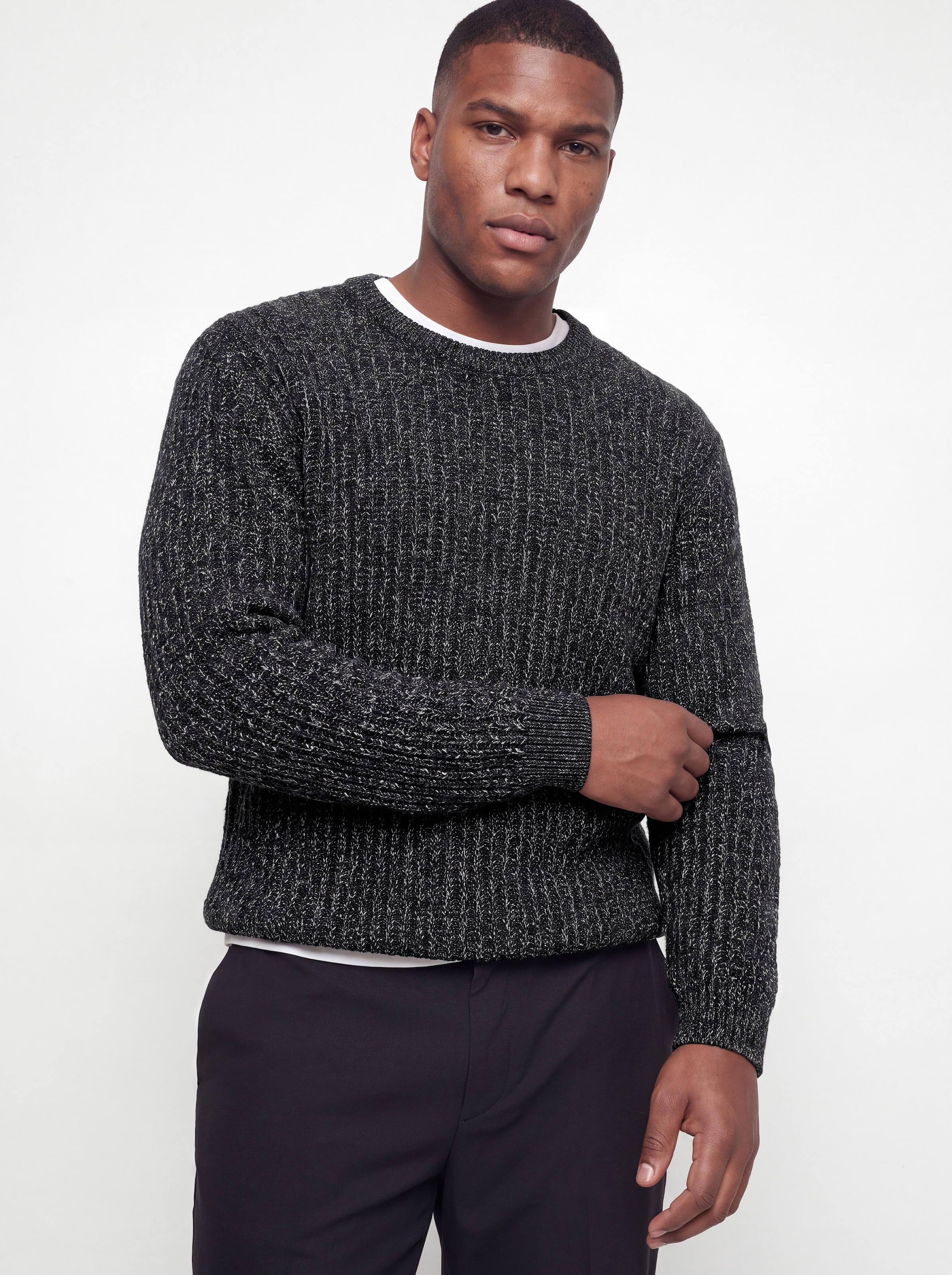 Jack & Jones PlusSize Pull à col rond »JJJAXON KNIT CREW NECK PLS« Materialmix, locker geschnitten