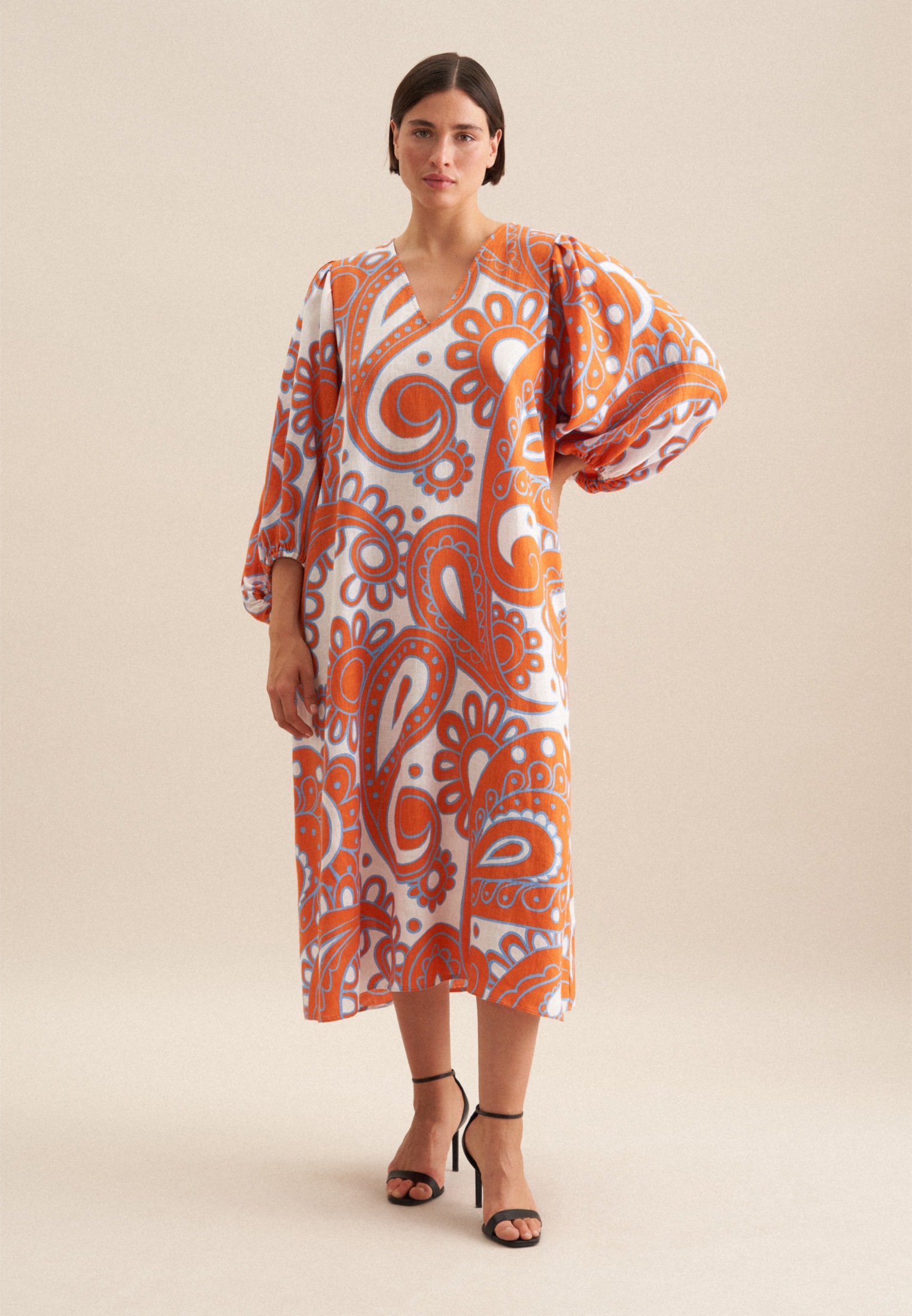 seidensticker Robe d'été »Schwarze Rose« 3/4 V-Neck Paisley