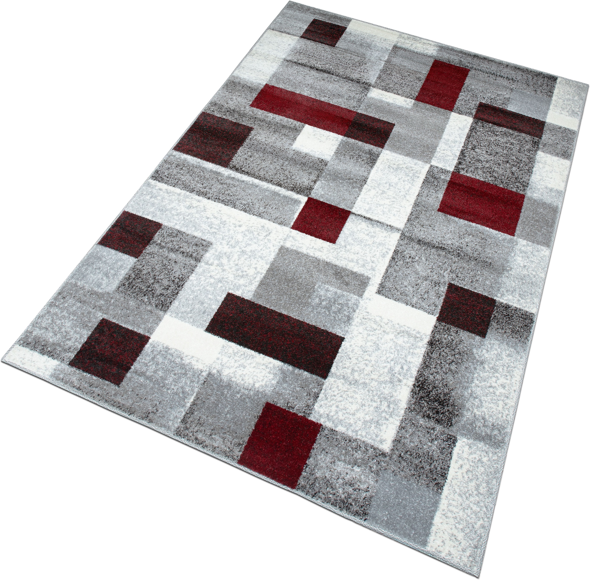 GOODproduct Teppich »Corine« rechteckig 9 mm Höhe mit besonders weichem Flor, Kurzflor, modernes Karo-Design,