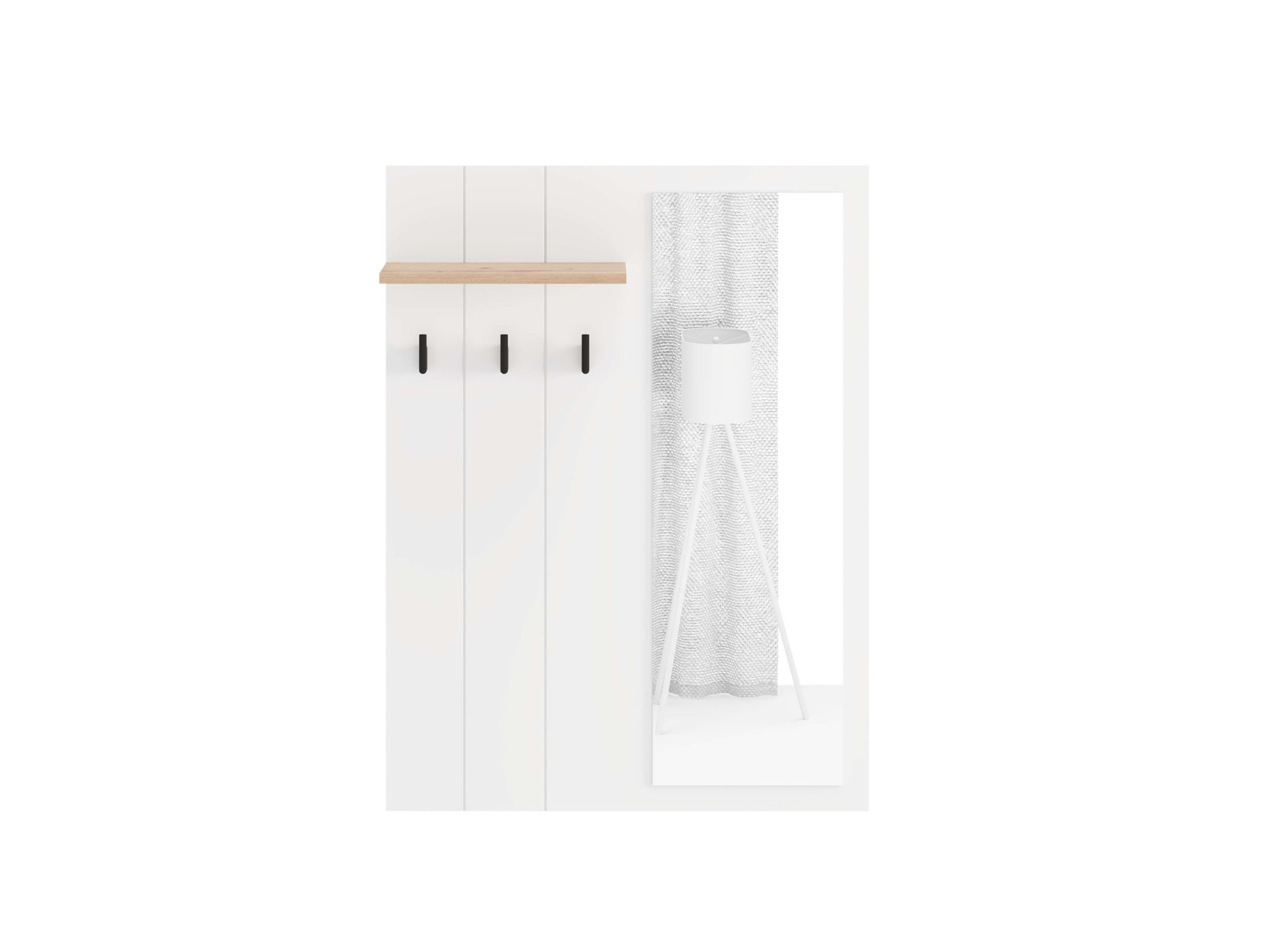 Home affaire Panneau de vestiaire »Bedford, Wandregal Wandpaneel, Wandgarderobe praktisch & stillvoll« mit 3 Kleiderhaken, Spiegel und Ablage für Accessoires, Breite 76,5 cm