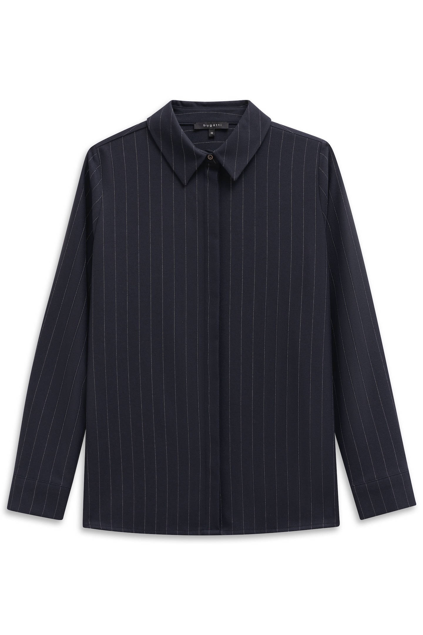 bugatti Blouse à manches longues »Stretch-Mix« mit Nadelstreifen und verdeckter Knopfleiste