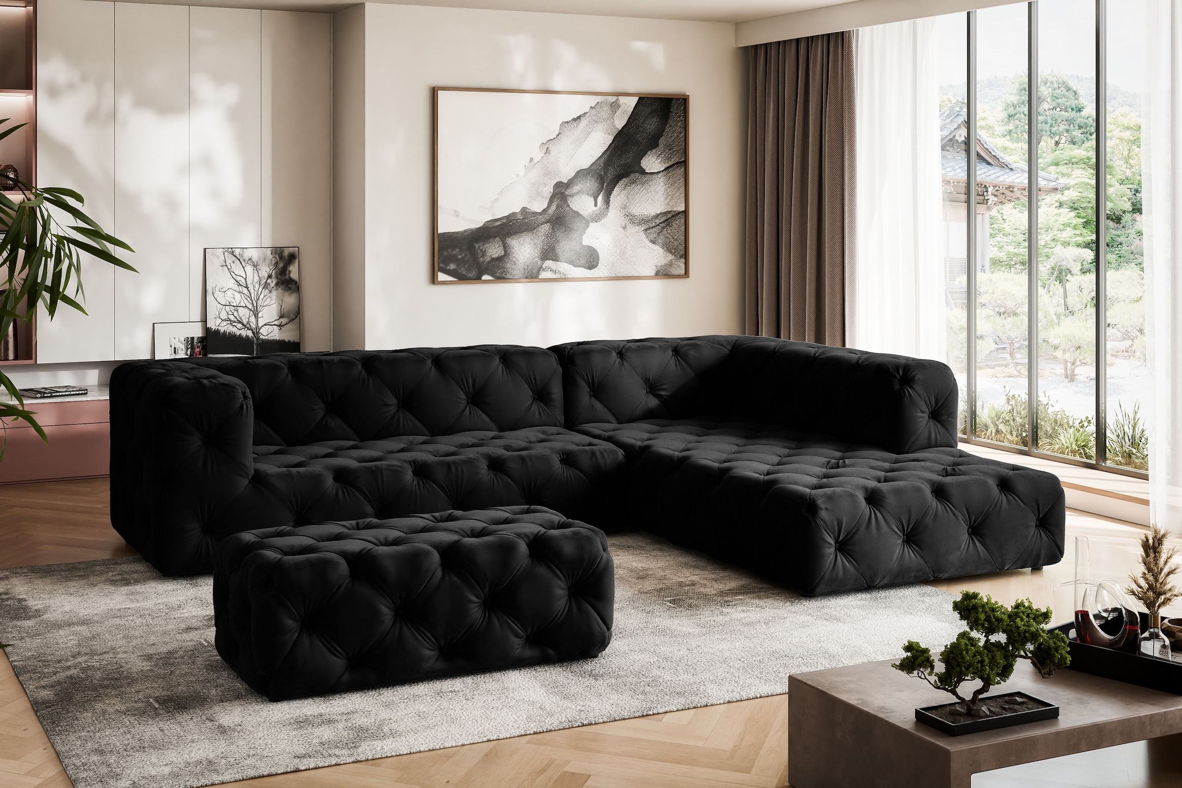 Home affaire Canapé d'angle »FOLLINA« forme en L, avec capitonnage classique Chesterfield