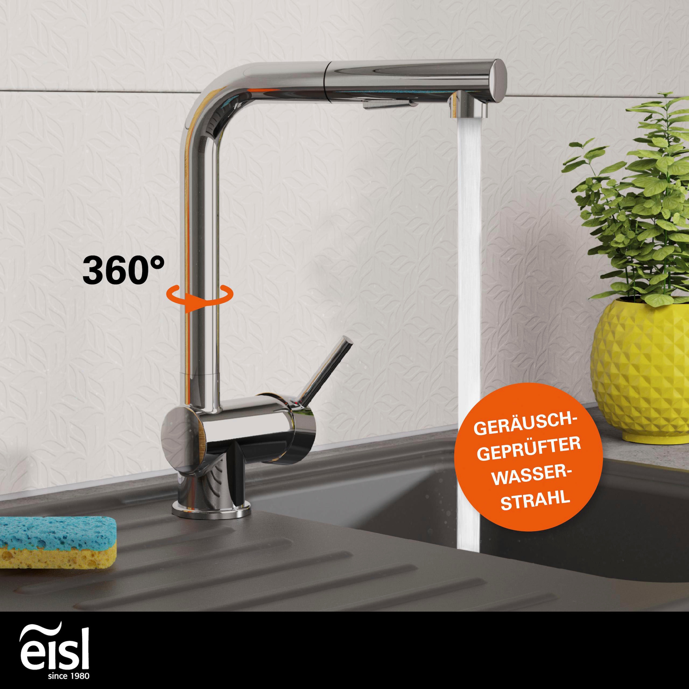 Eisl Robinet d'évier mit Geschirrbrause, Wasserhahn Küche ausziehbar in Chrom
