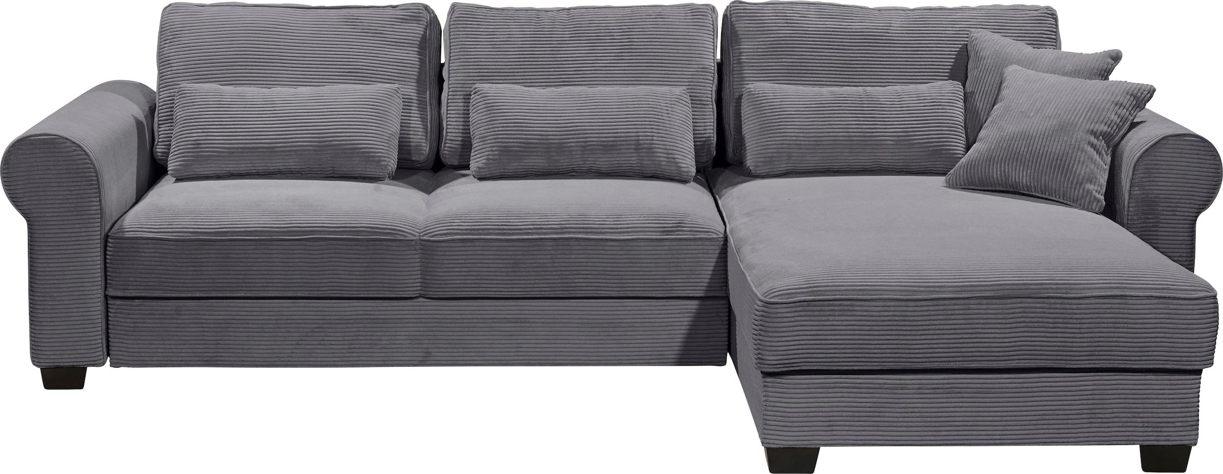 ED EXCITING DESIGN Ecksofa »Angelina L-Form« mit Bettfunktion, Bettkasten & 5 Zierkissen