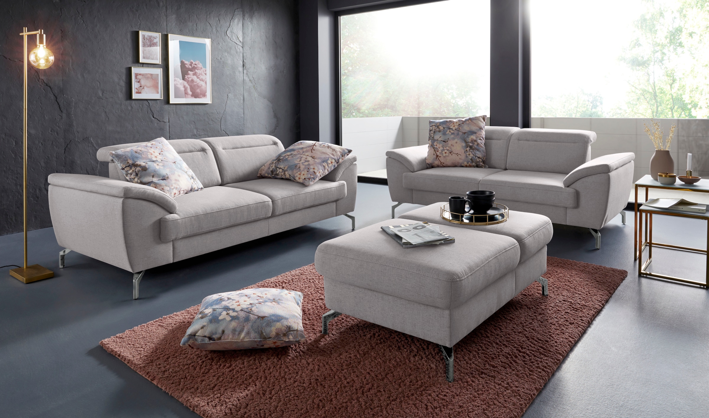 sit&more 2,5-Sitzer »Percy« 15 cm Fusshöhe, Sitztiefenverstellung, wahlweise Kopfteilverstellung