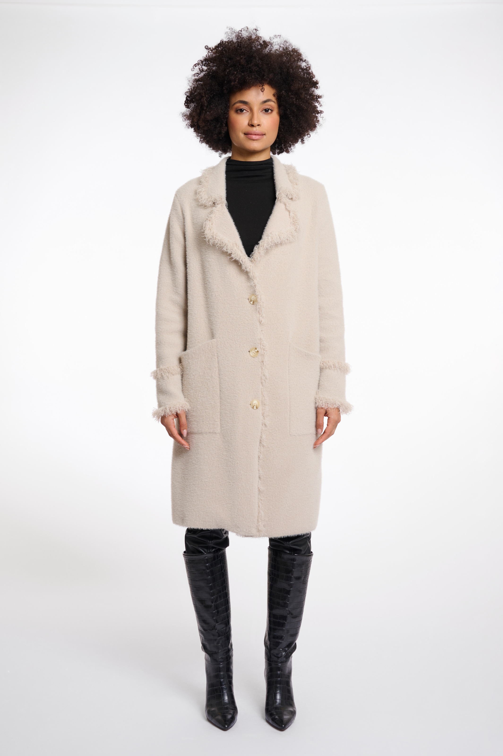 Rino & Pelle Longstrickjacke »CATENA« mit Fransendetails und Knöpfen