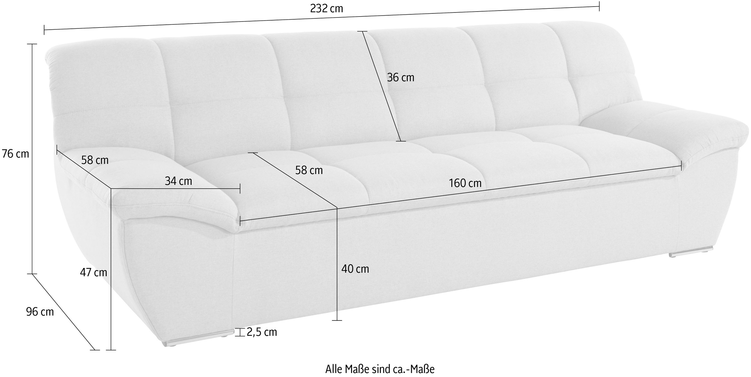 DOMO collection 3-Sitzer »Lagoa, moderne Sitzheftung, bequem und komfortabel« frei im Raum stellbar, in grosser Farbauswahl