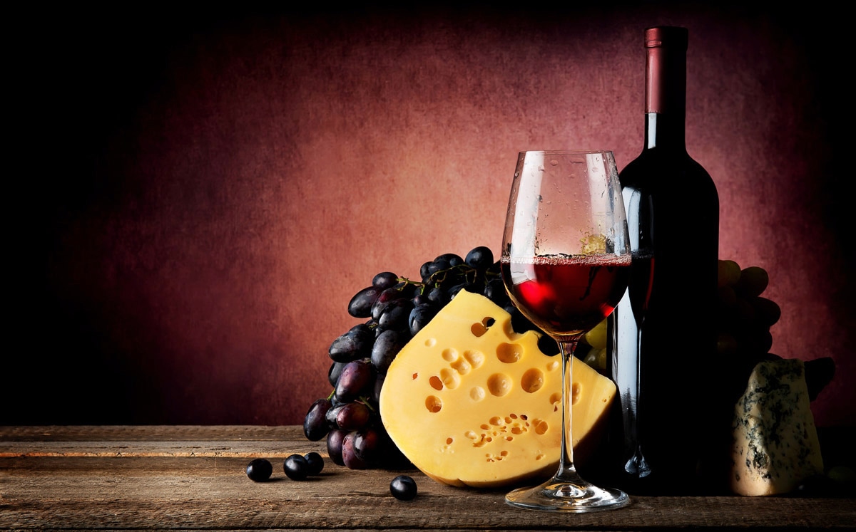 Papermoon Papier peint photo »Wein mit Käse«