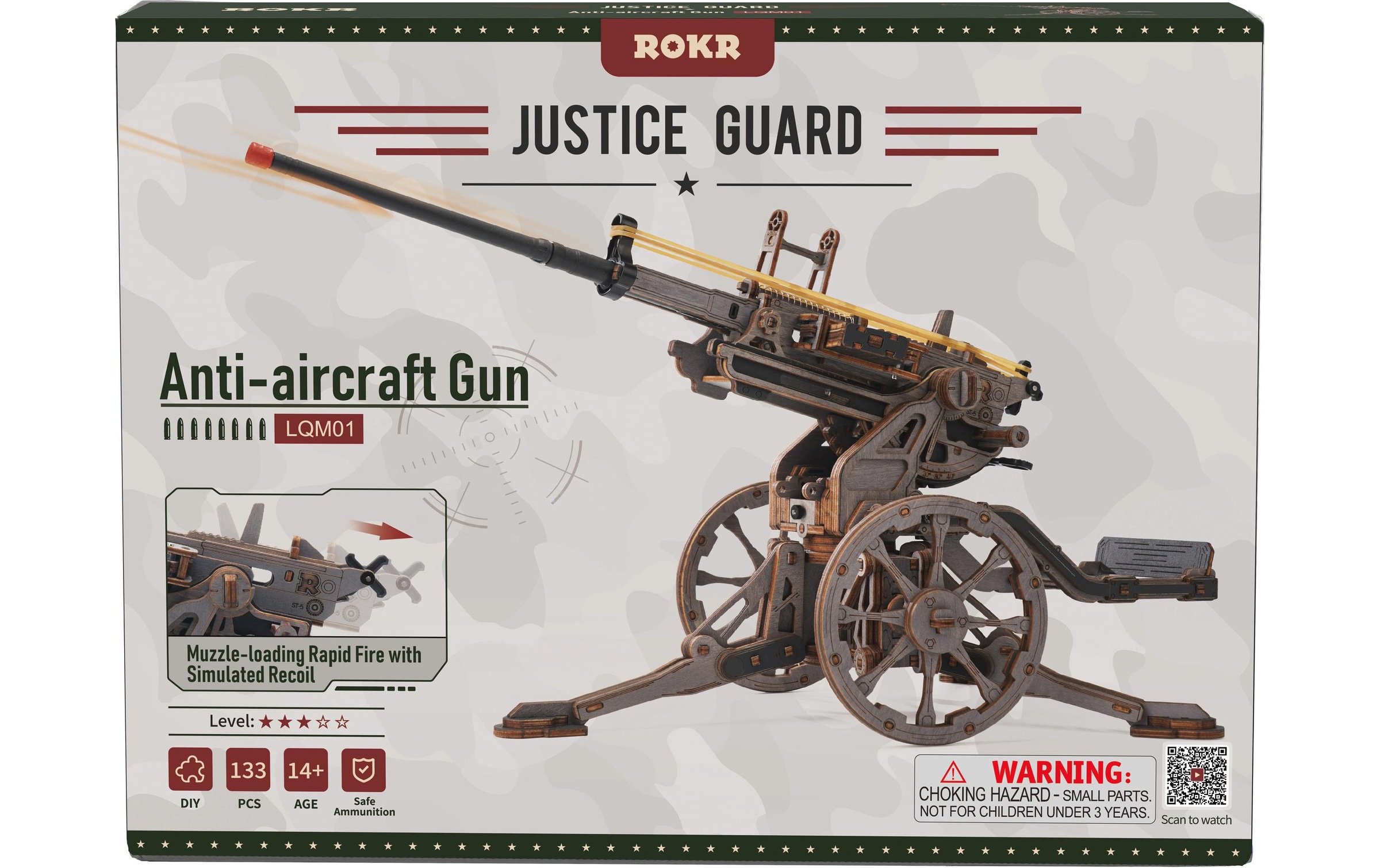   Modellbausatz »Rolife Antiaircraft Gun Mechanischer Holzbausatz« 133 Stk. tlg.