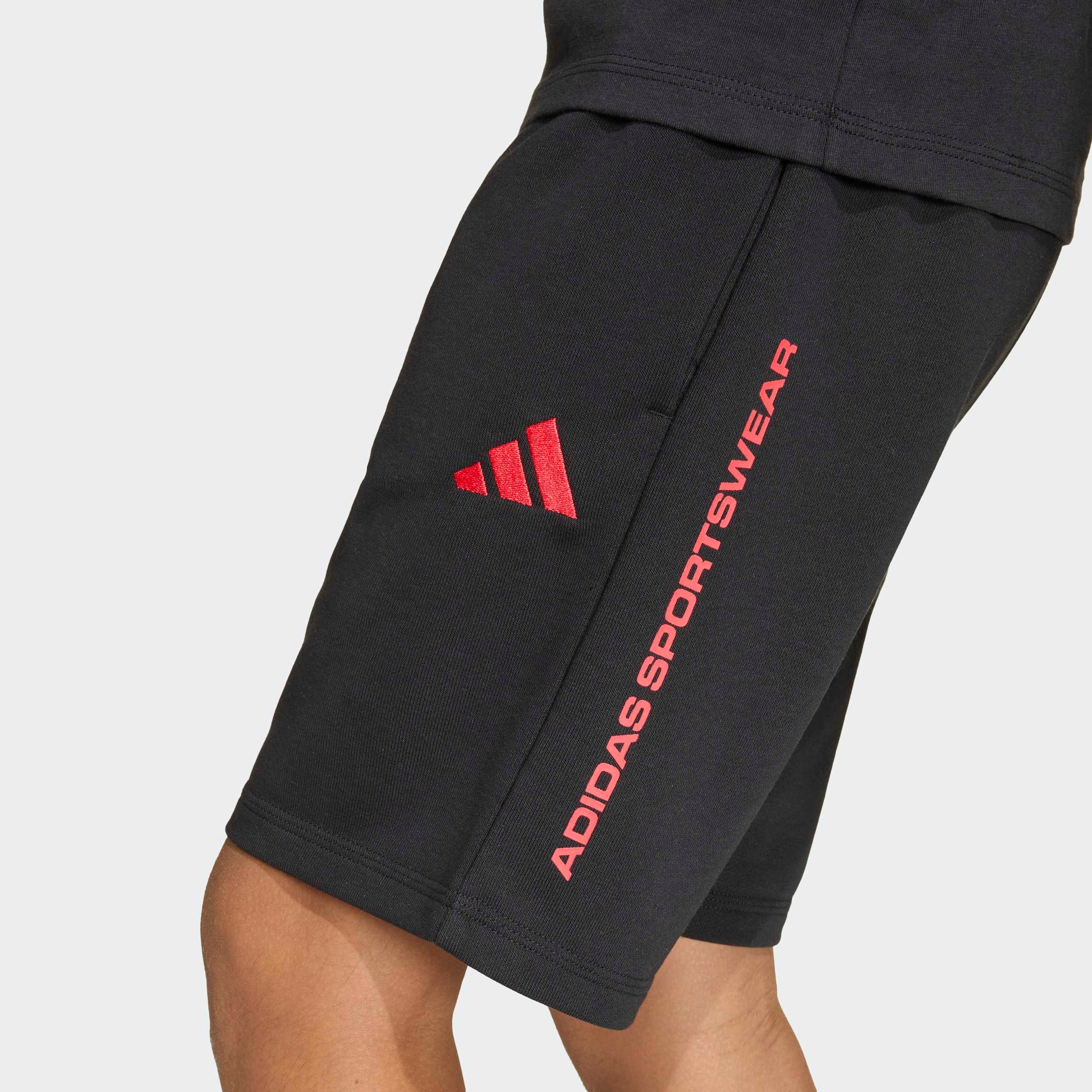 adidas Sportswear Shorts »ADIDAS JUNGEN FRENCH TERRY SLOGAN KINDER«  aus Baumwolle und Polyester, mit weitenregulierbarem Kordelzug
