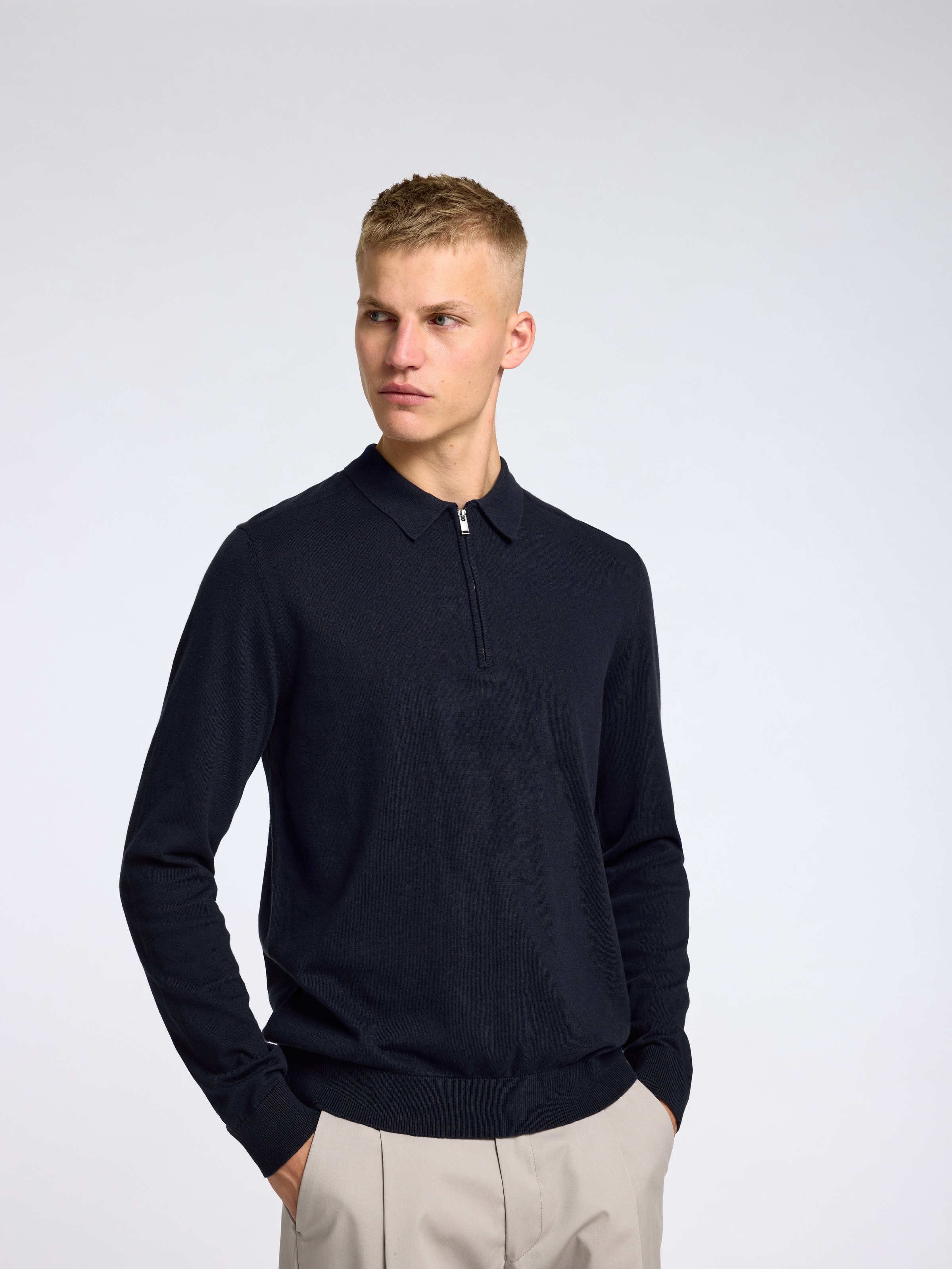 SELECTED Pull à col polo »SLHBERG LS HALF ZIP POLO NOOS«