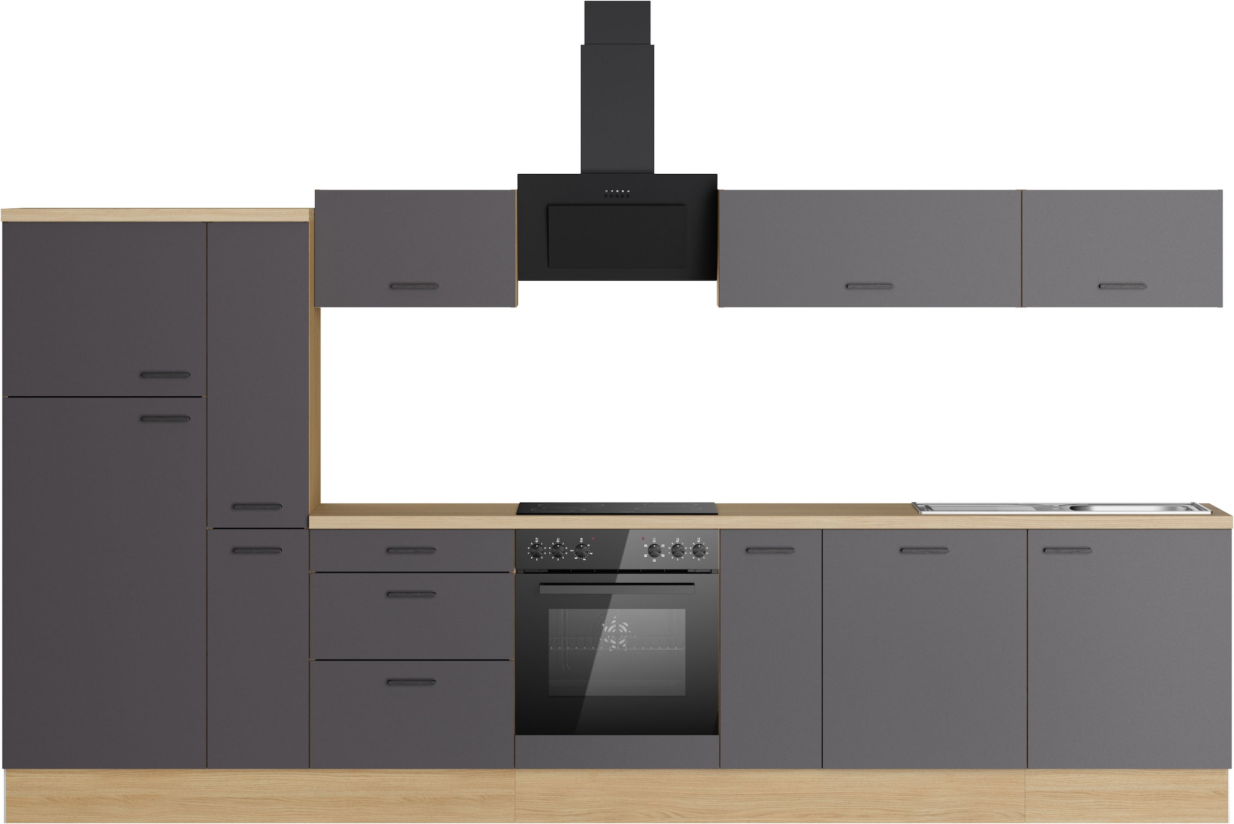 KOCHSTATION Kitchenette »KS-Sion« Breite 360 cm, neue Technik: OPTIsnap, wahlweise mit E-Geräten