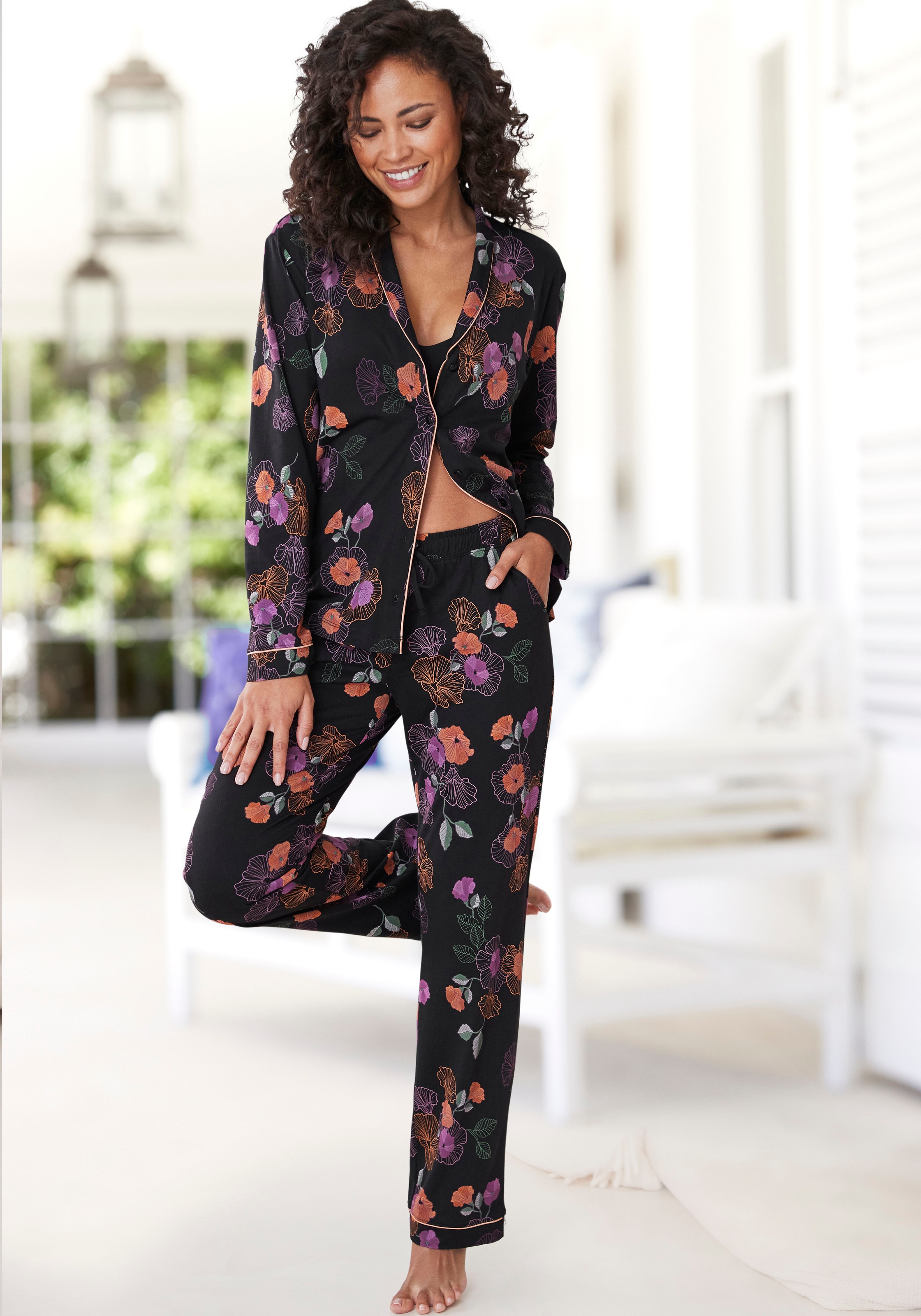Vivance Dreams Pyjama 2 tlg. mit Blumen-Druck