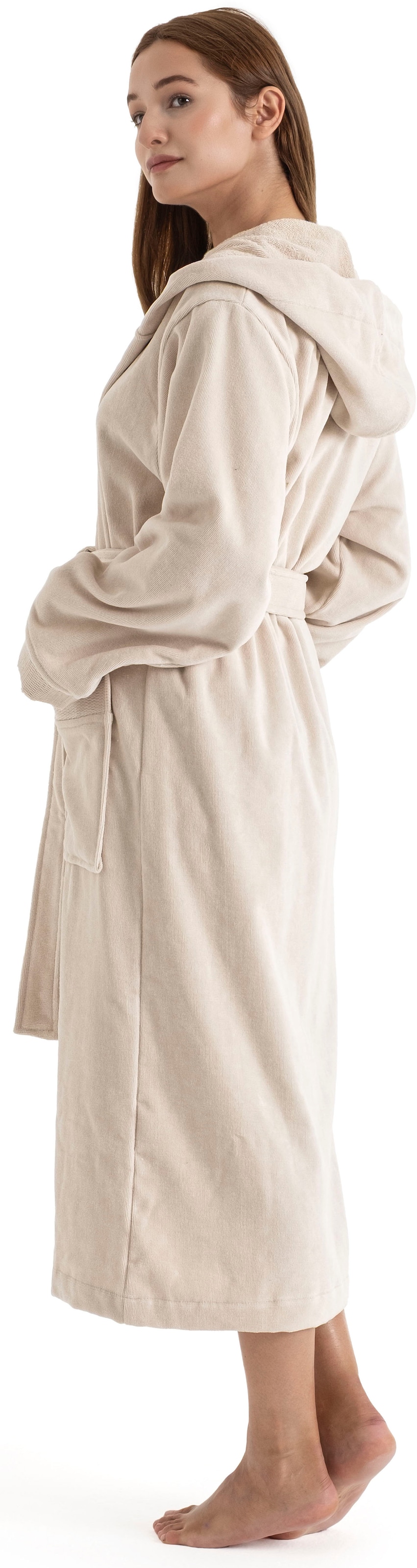 GOODproduct Peignoir de bain unisexe »Fenya, 330 g/m², Premium, Hotelbademantel, Morgenmantel,  Sauna & Spa« 1 cuis Reissverschlusstaschen, weich mit GRATIS-Zugabe: 1x Duschtuch 70x140 cm