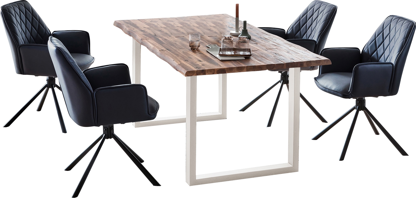 SalesFever Ensemble de salle à manger »Essgruppe für stilvolles Speisen« Set, 5 cuis tlg. Stühle mit 360 Grad Drehplatte unter der Sitzfläche