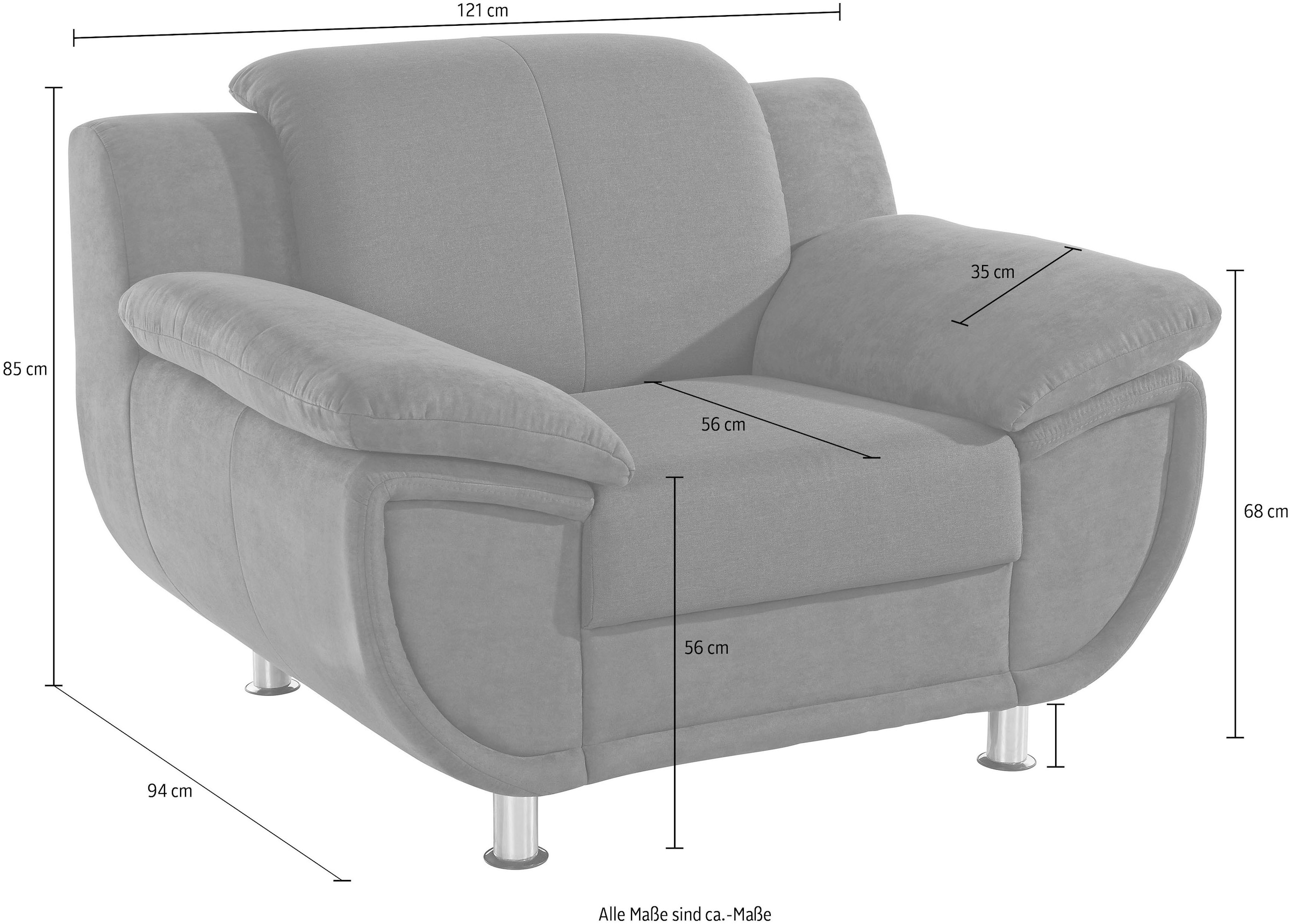 TRENDMANUFAKTUR Fauteuil »Rondo 3, Loungesessel, Breite 121cm« au choix avec ressorts confortables, avec accoudoirs extra larges