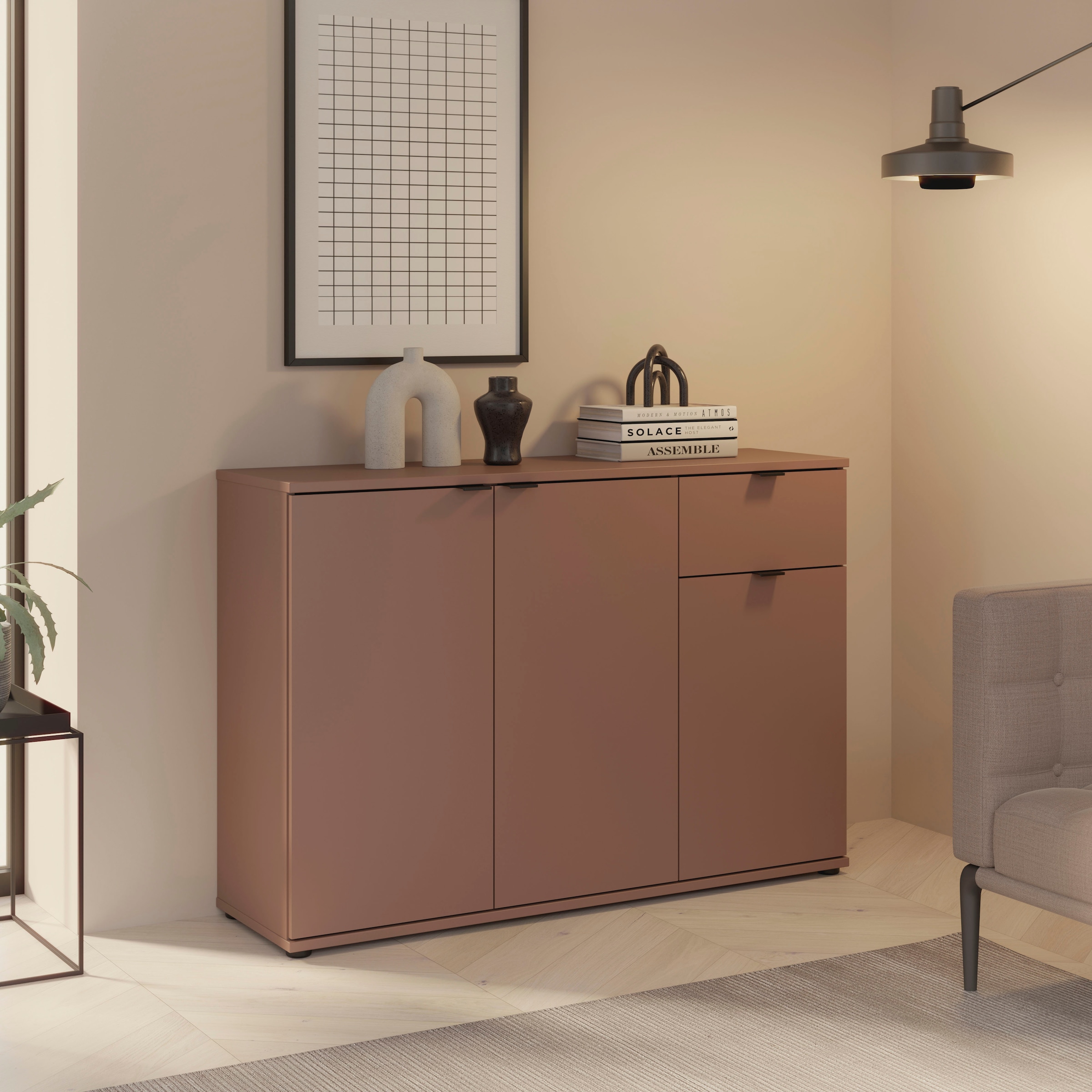 FORTE Buffet »Ganymede« Buffet, rangement, tiroir; poignées métal, 4 décors, largeur 119,8cm
