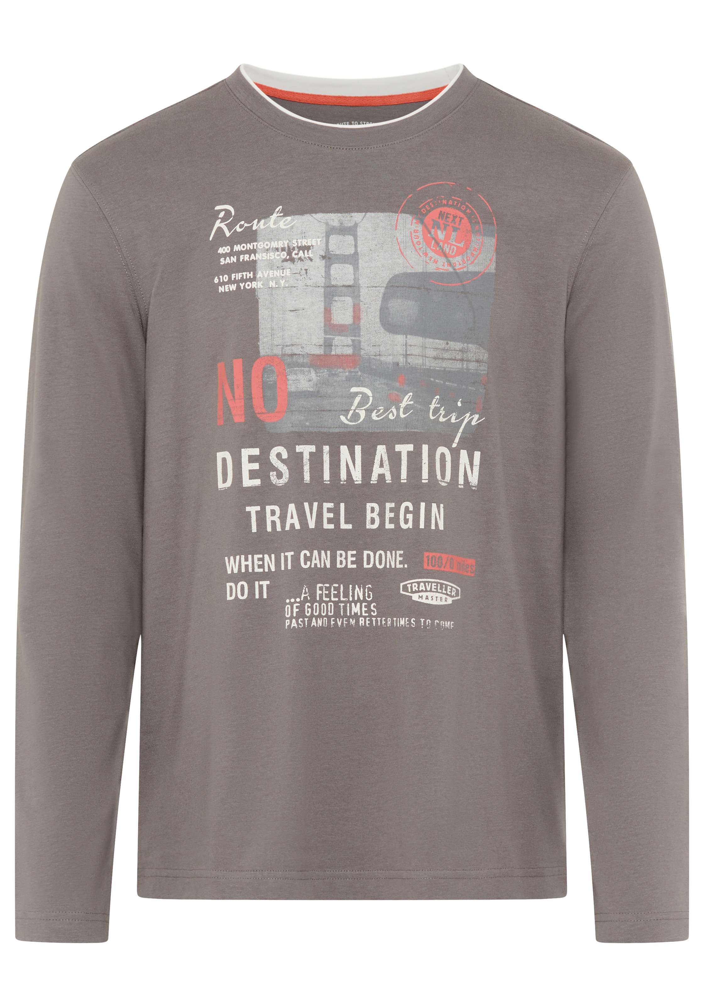 Man's World T-shirt à manches longues »neue Farbe!« manches longues, imprimé, col rond, 100% coton