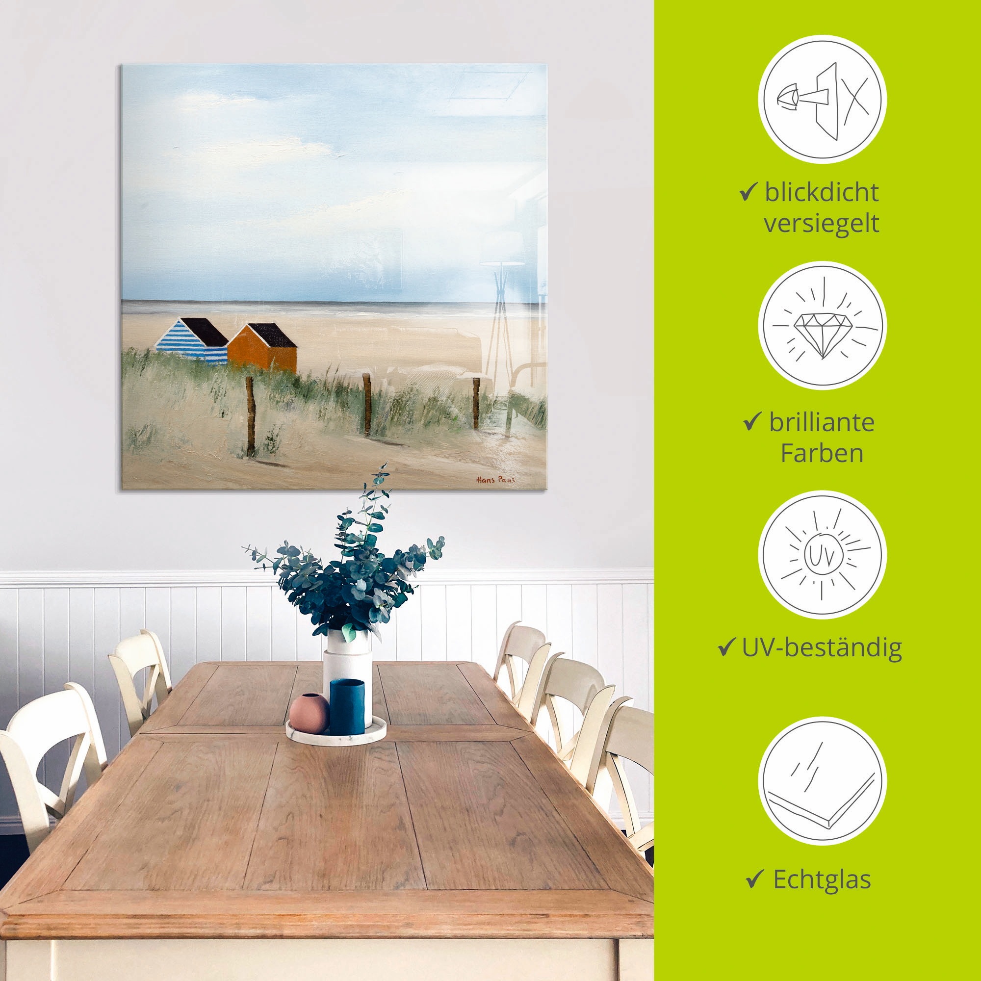 Artland Glasbild »Sonniger Morgen V« Strand 1 Stk. tlg. in verschiedenen Grössen