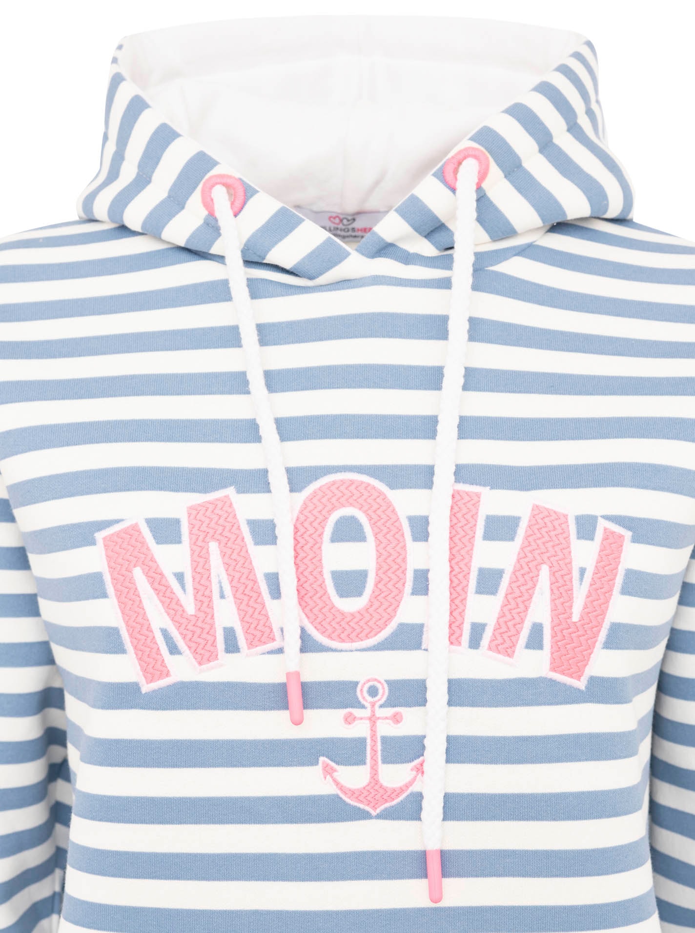 Zwillingsherz Kapuzensweatshirt »"Streifen Moin"«, gestreift, grosse "MOIN"- und Anker -Stickerei, Tasche vorne
