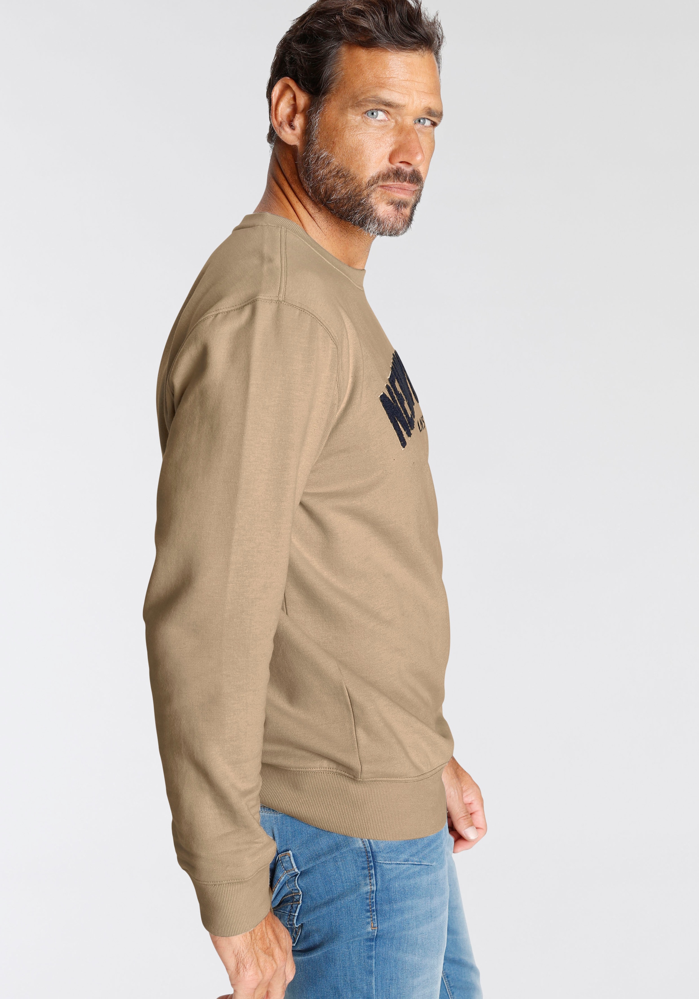 H.I.S Pull , Langarm,  lockere Passform,  bestickte Optik,  Rundhalsausschnitt
