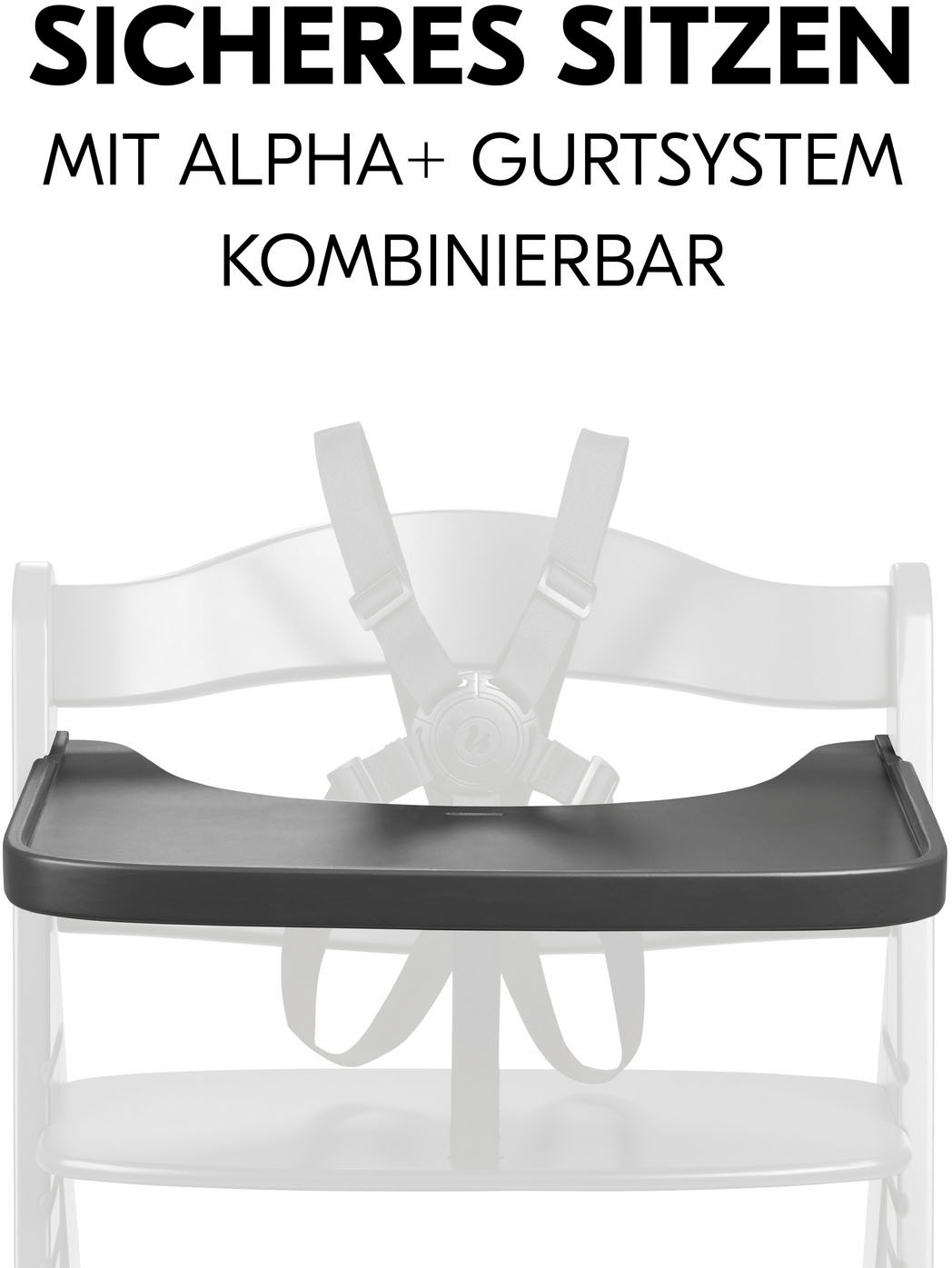 Hauck Hochstuhltablett »Alpha Wooden Tray Essbrett, Dark Grey« FSC® - schützt Wald