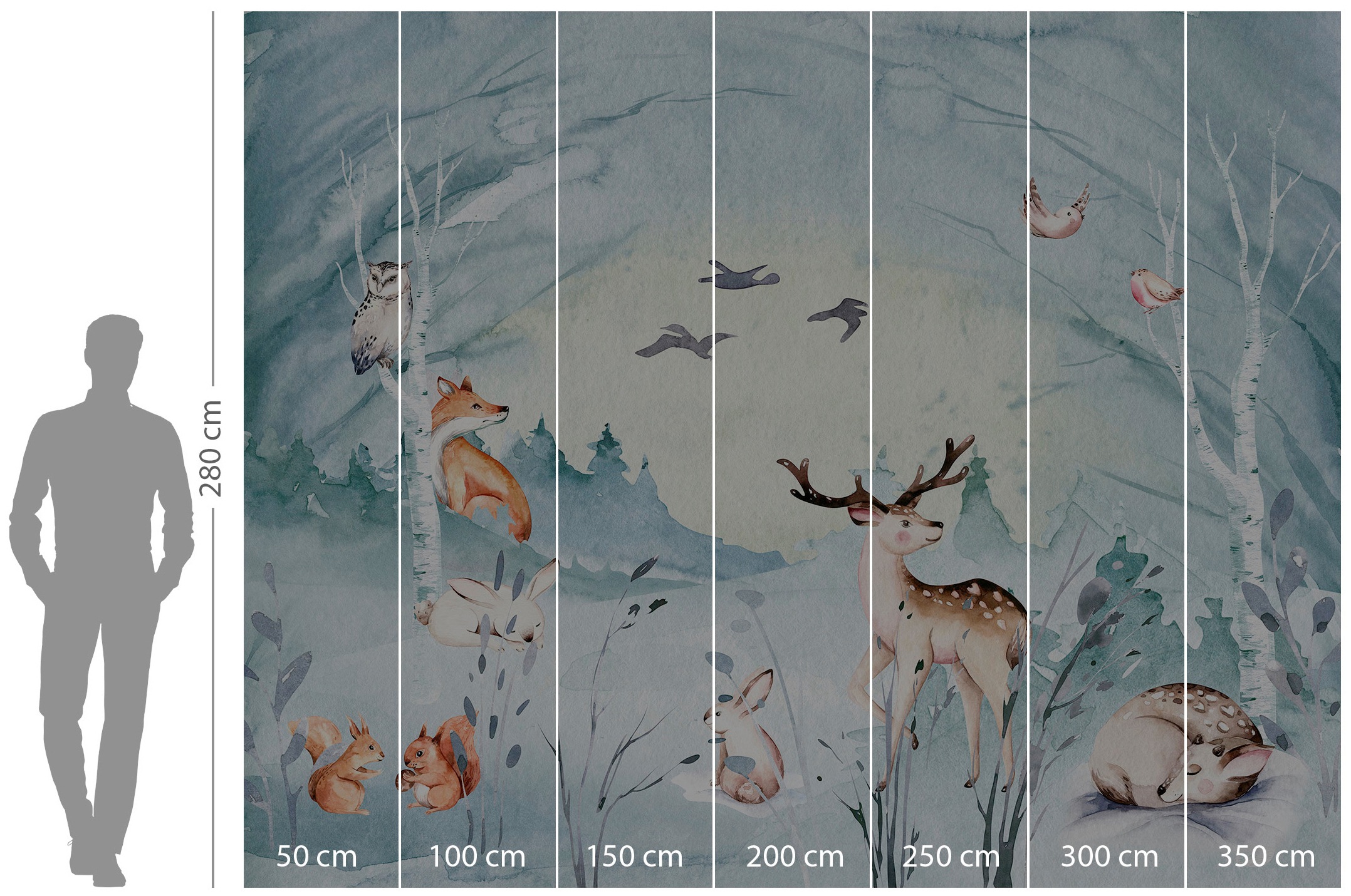 Komar Vliestapete »Digitaldruck Vlies -  Animal Sleepover - Grösse 350 x 280 cm« bedruckt glatt Kinderzimmer