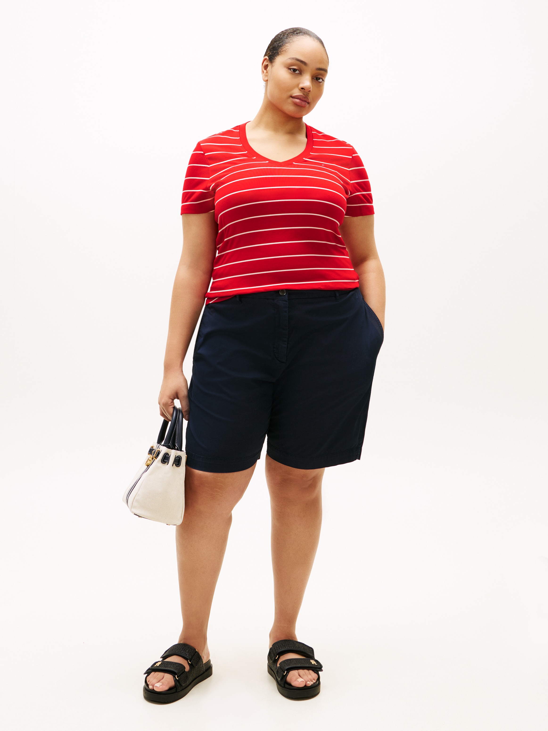 Tommy Hilfiger Curve T-shirt en V »CRV SLIM CODY V-NK SS« in grossen Grössen