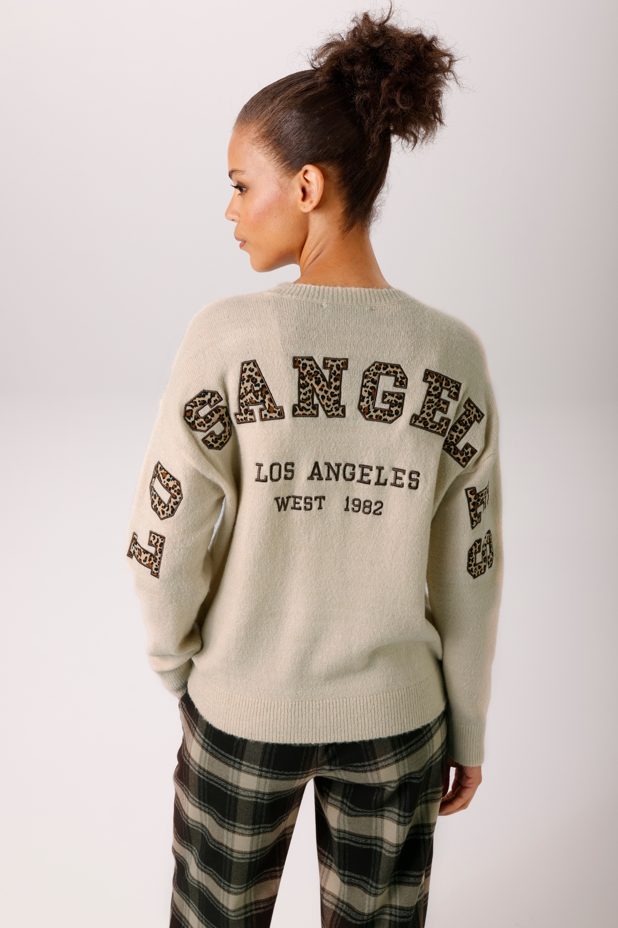 Aniston CASUAL Pull en tricot avec application léopard dans le dos - NOUVELLE COLLECTION