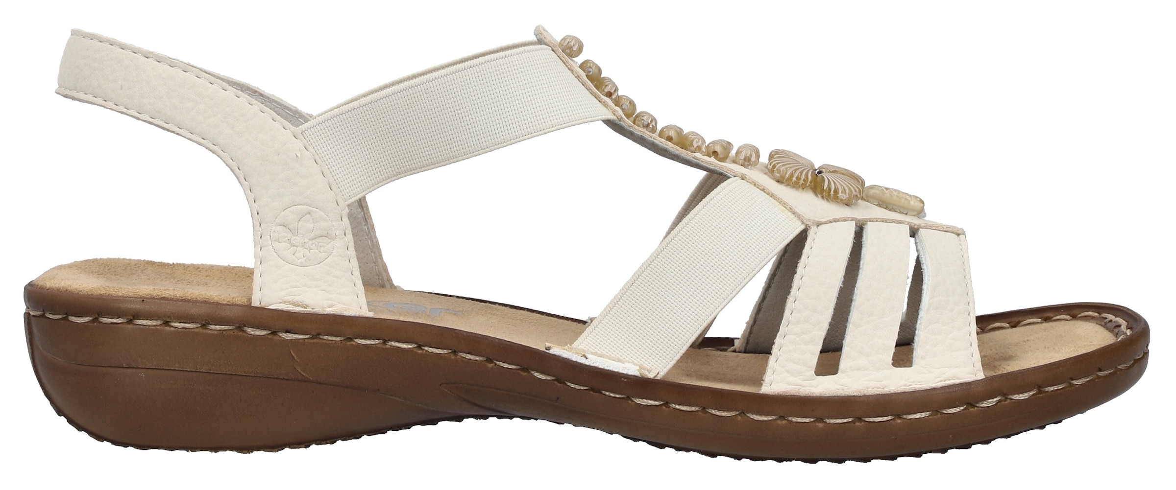 Rieker Sandale à lanières  chaussure d'été, sandale, talon compensé, avec belle décoration