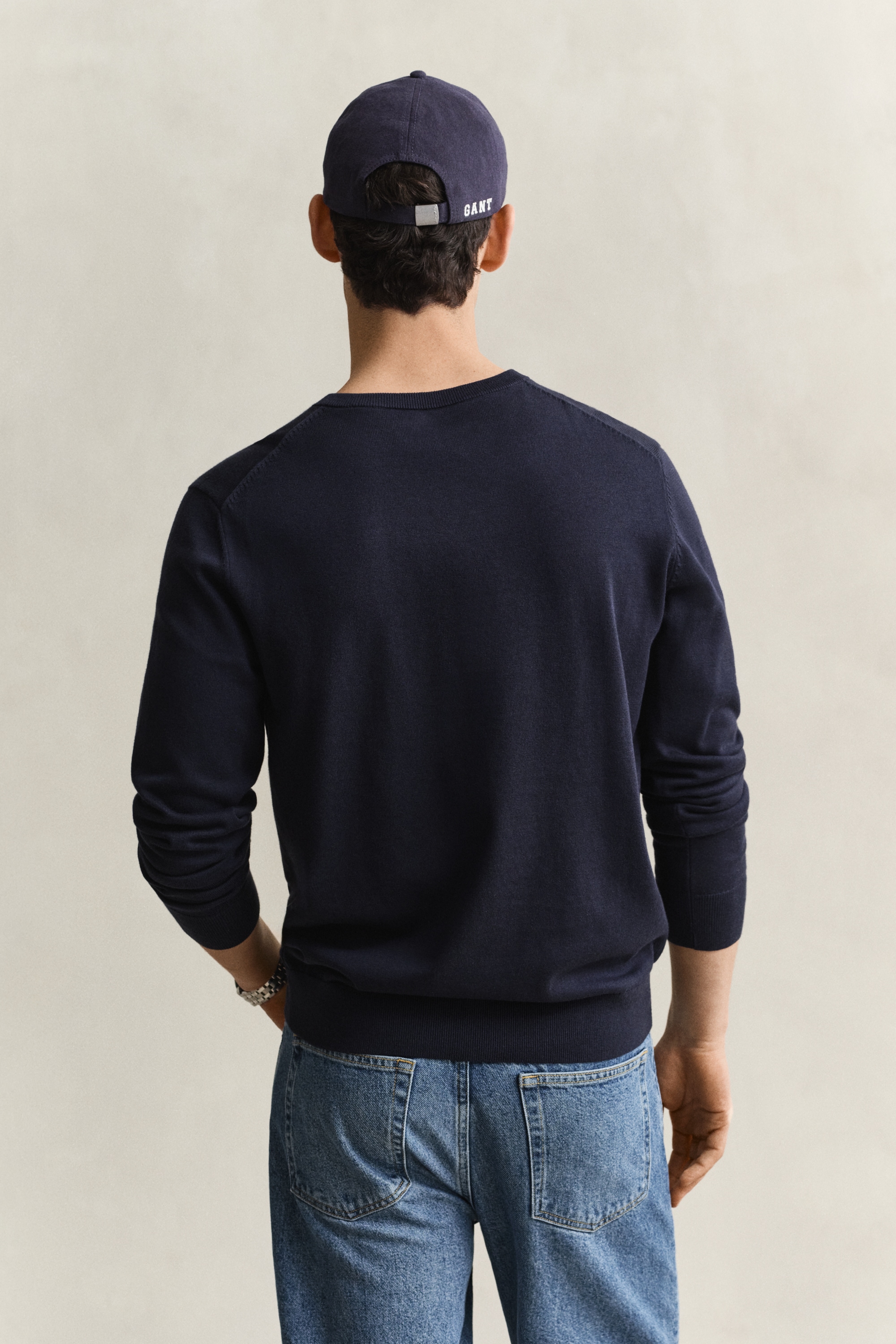 Gant Pull col V »CLASSIC COTTON V-NECK« coupe régulière avec col en V