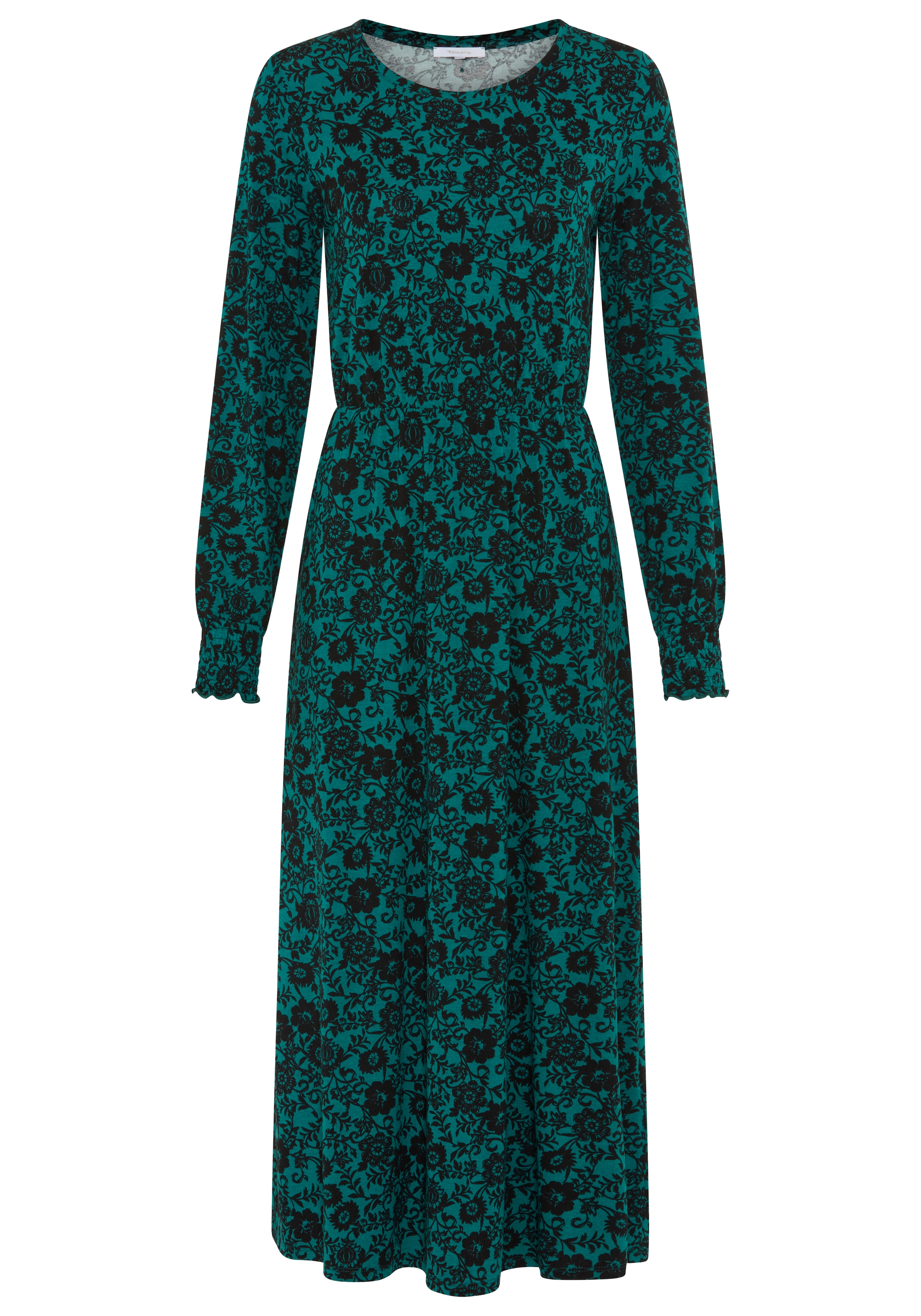 Tamaris Maxi robe aus Jersey-Material, für Casualmode und Herbstmode, feminin