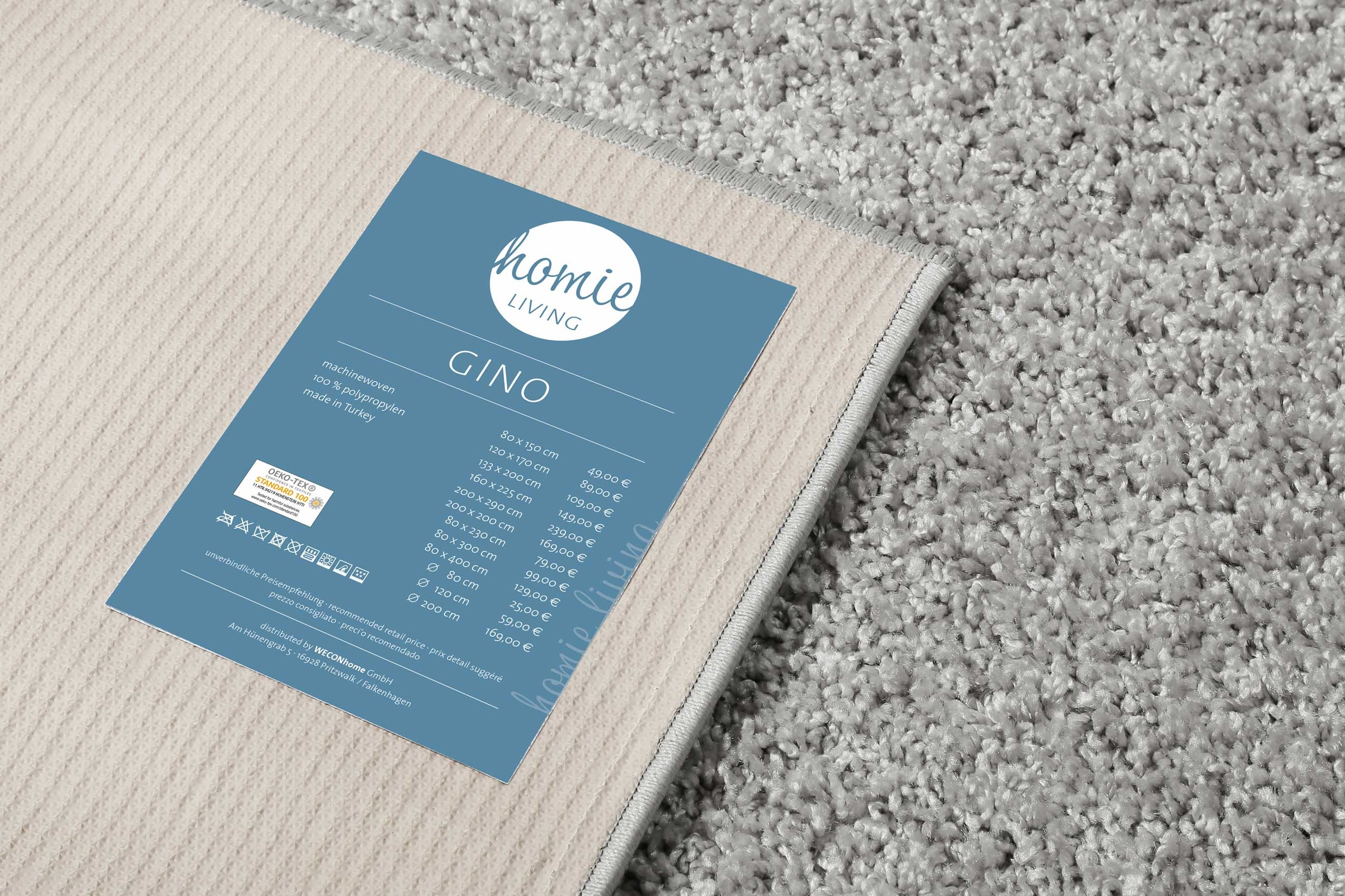 Homie Living Tapis »Gino« Rectangulaire 30 mm Höhe Hochflor, gewebt, weich, uni, Wohnzimmer, Schlafzimmer, waschbar