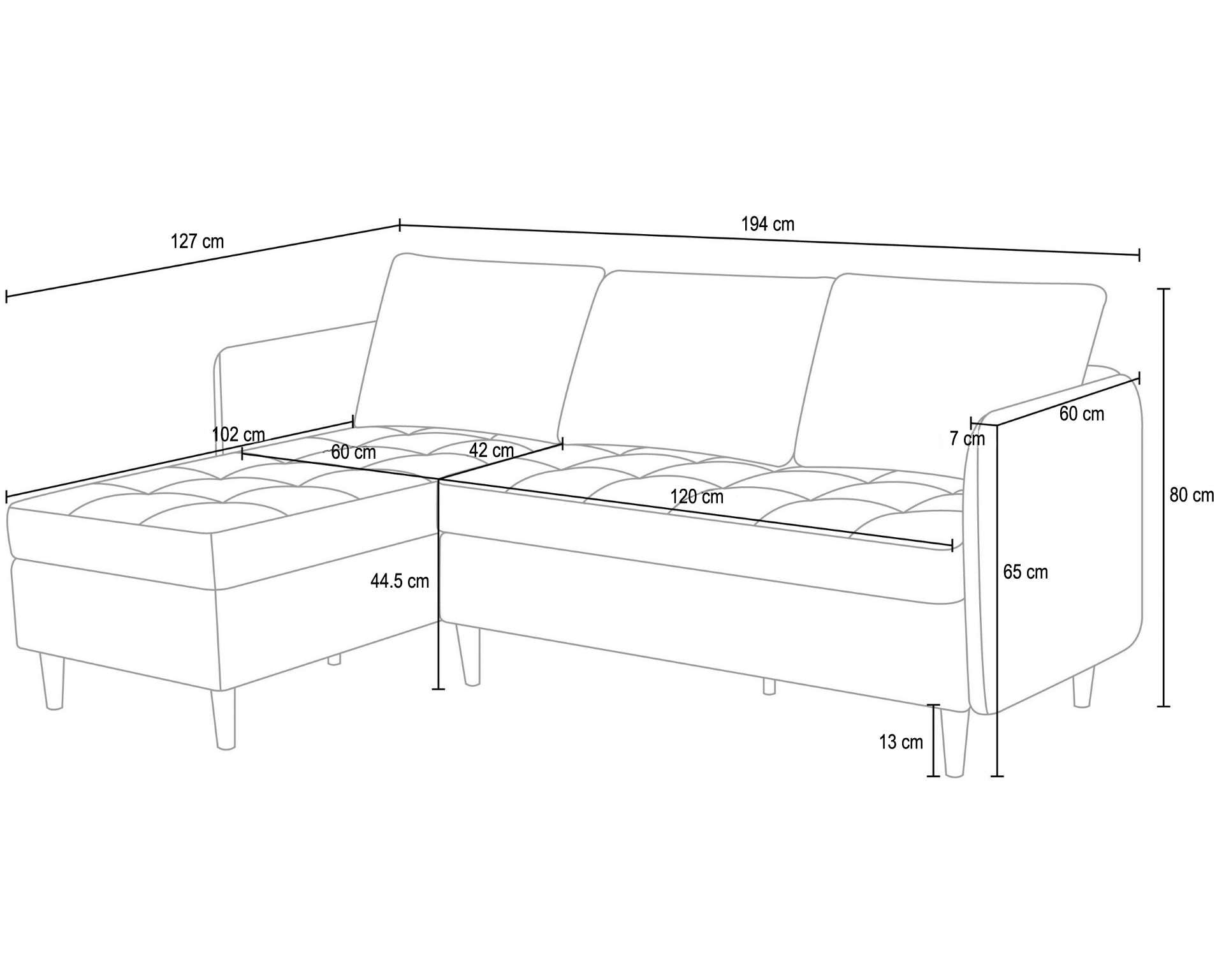 Dorel Home Ecksofa »LINDHUS, Cord, L-Form, Breite 194cm, verschiedene Stellvarianten« Recamiere, Stauraum, Modulsofa