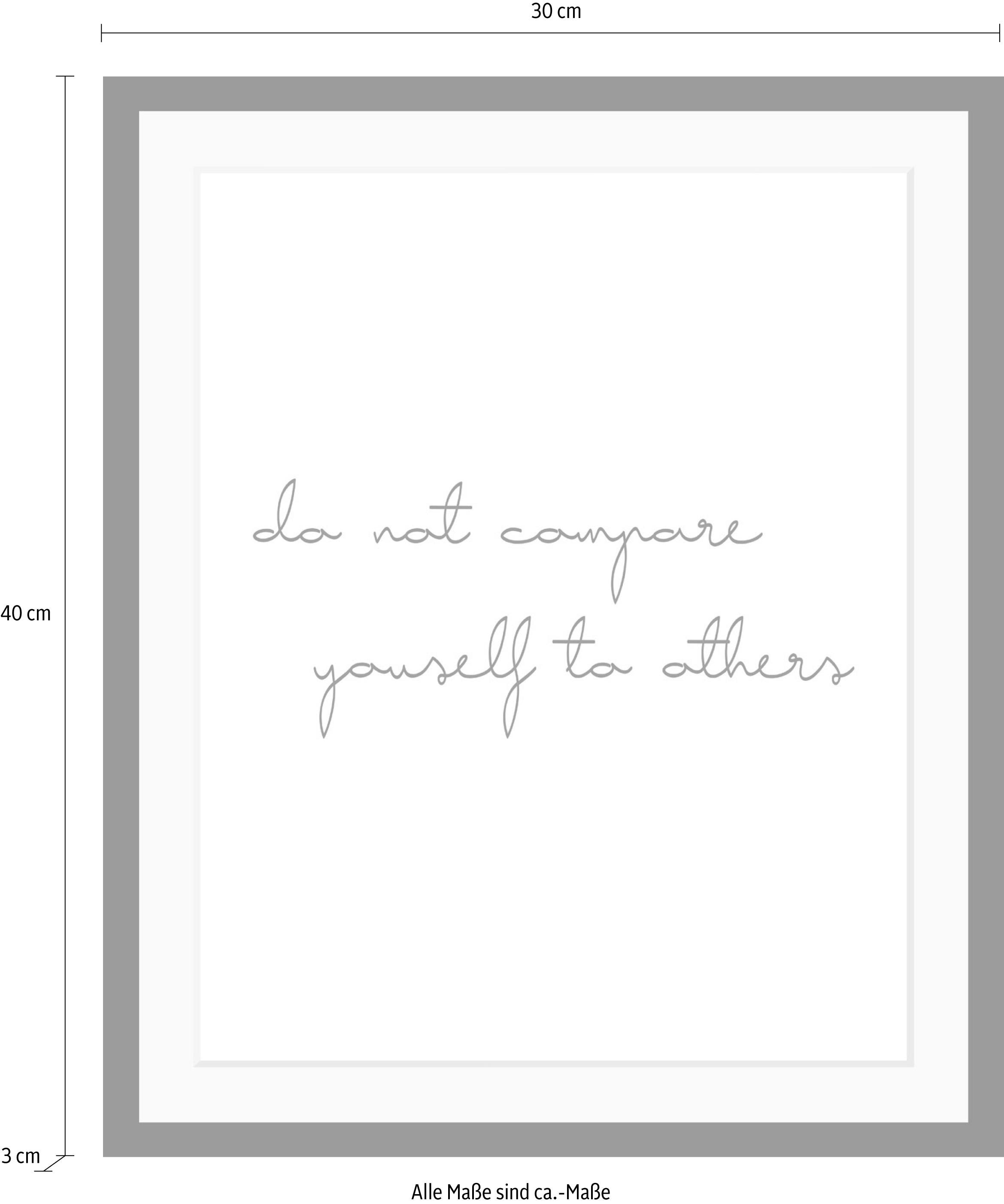 queence Bild »Selbstliebe« Motivationsbilder | Schriftzug | Schwarz-Weiss HD Premium Poster-Druck inkl. Holzrahmen