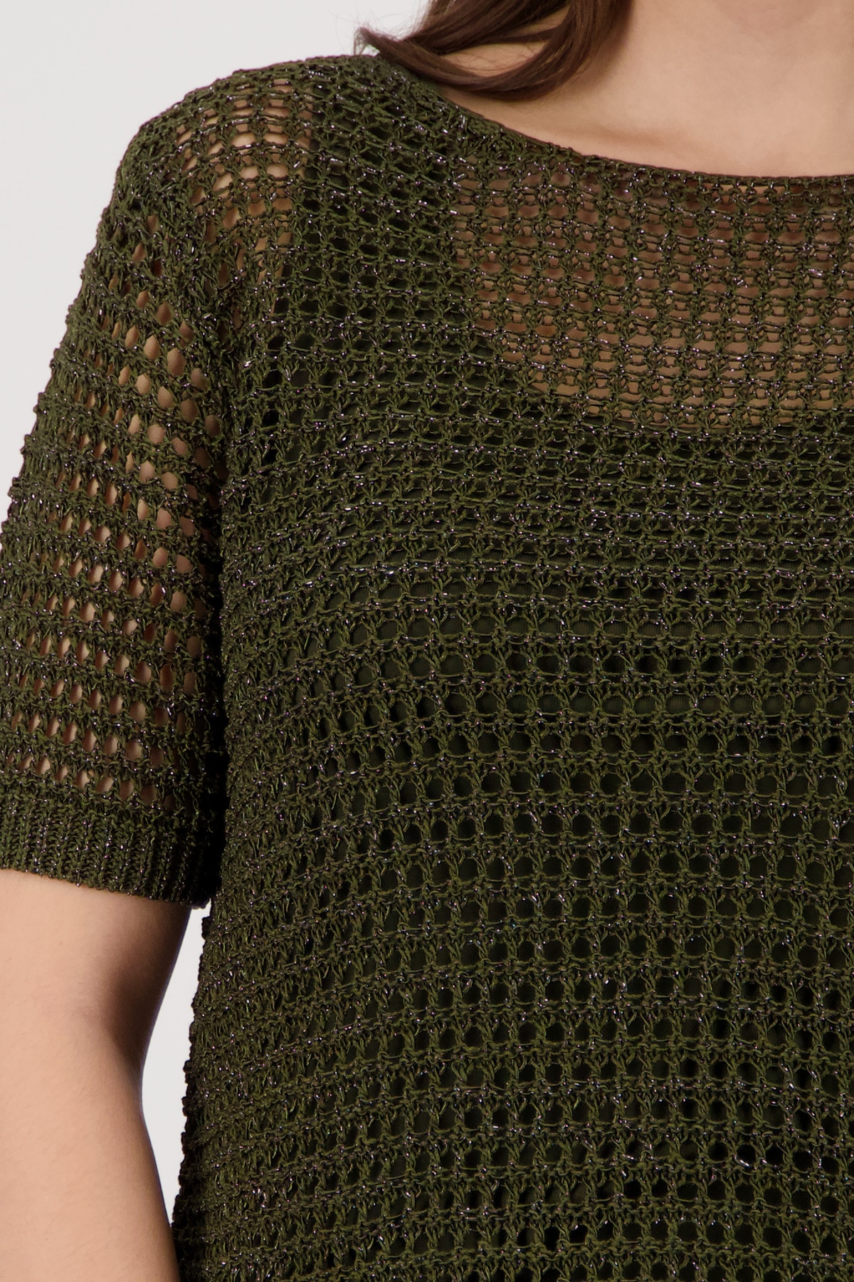 Monari Pull en tricot »Pullover Glanzbändchen« Regular fit mit Ajour-Strick