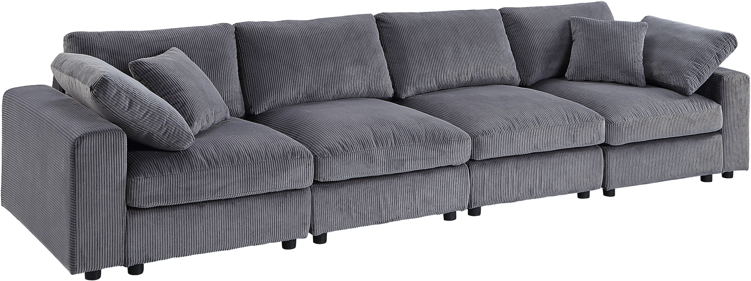 RAUM.ID 4 places »Bennid, XXL-Modulsofa mit vielen individuellen Stellmöglichkeiten« inklusive 2 grossen & 2 kleinen Zierkissen im flauschigen Cord