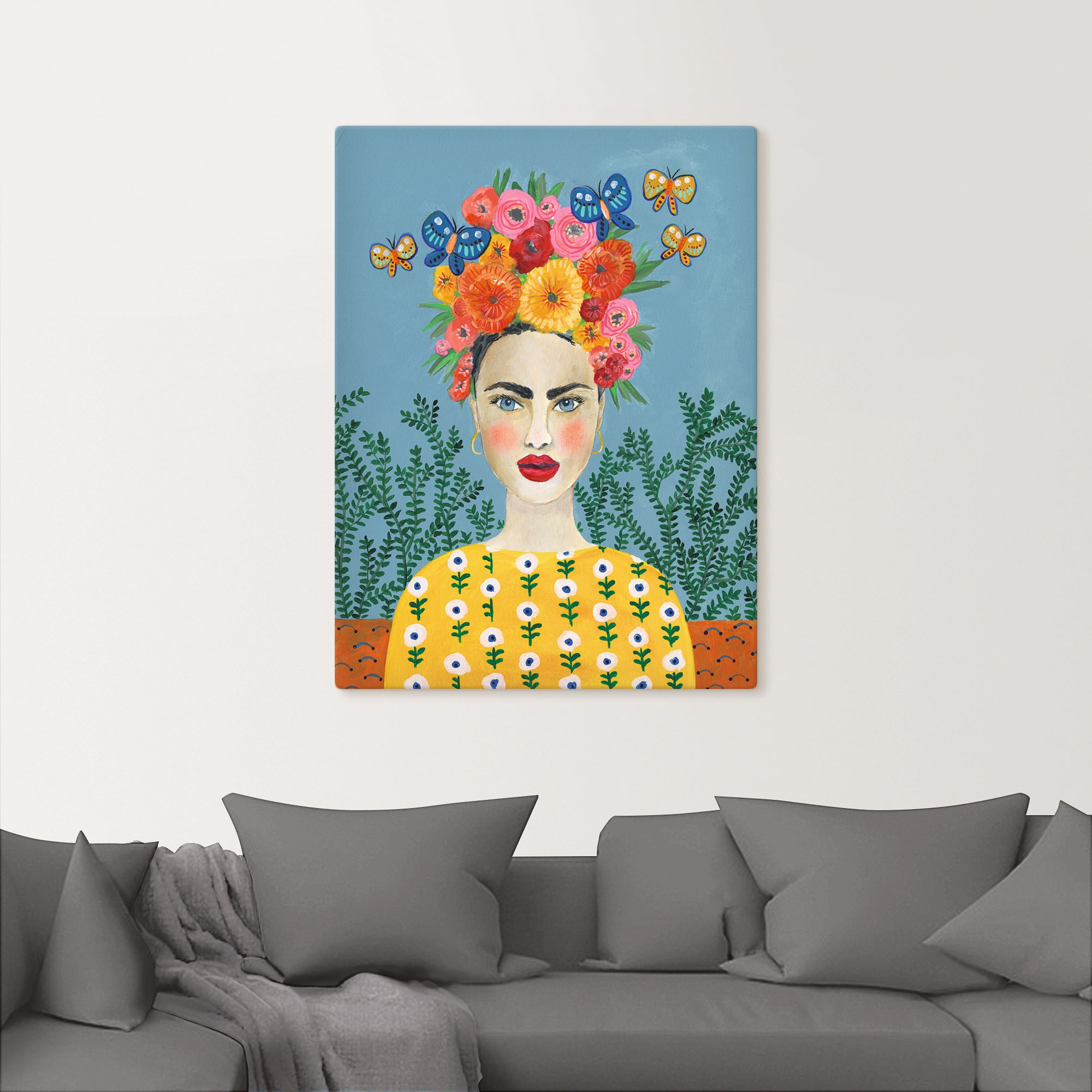 Artland Leinwandbild »Frida-Kopfschmuck I« Bilder von Frauen 1 Stk. tlg. auf Holzrahmen gespannt