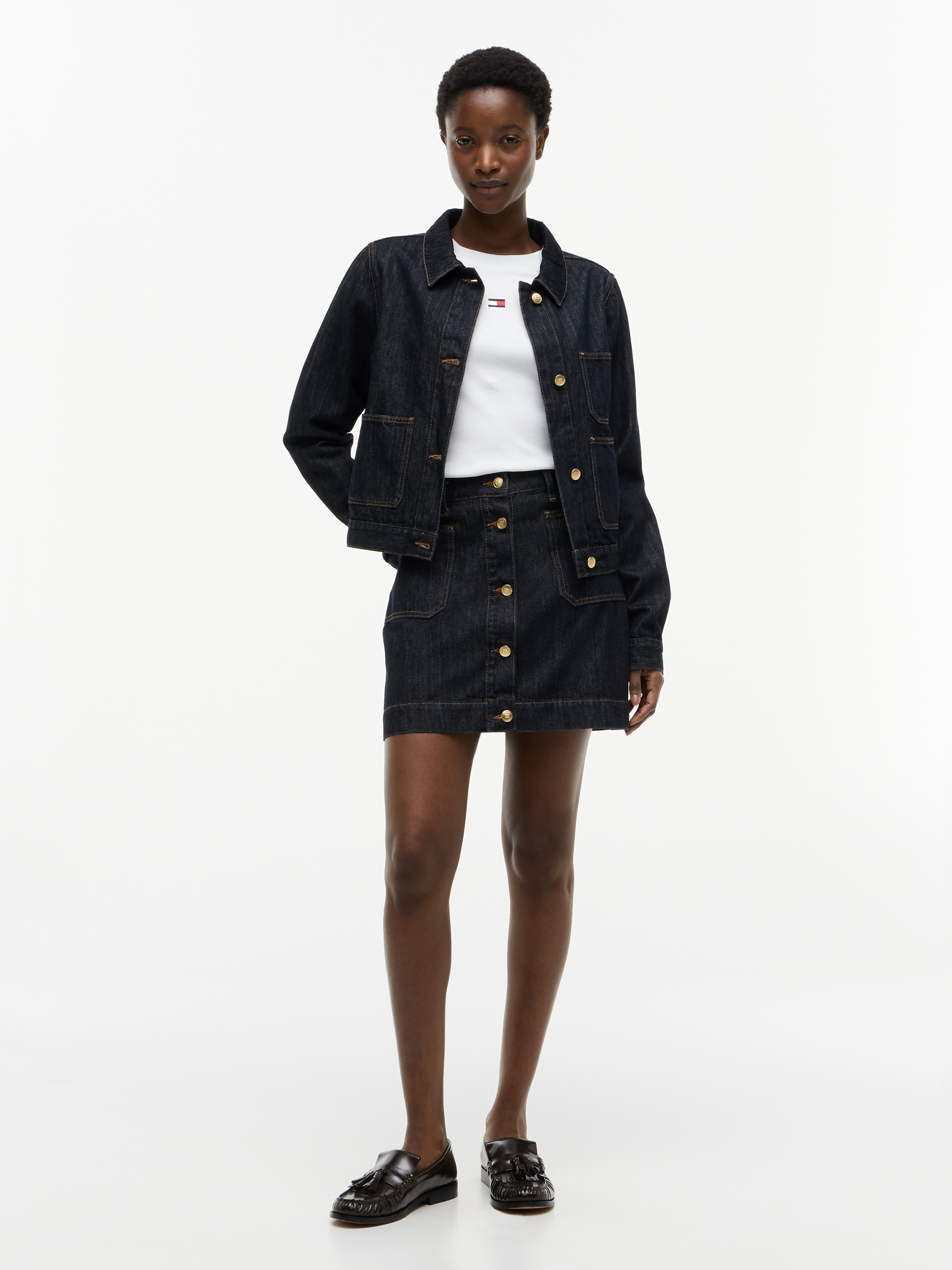 Tommy Hilfiger Veste en jean »LADY JACKET RINSE« ohne Kapuze mit praktischen Taschen, aus Baumwolle