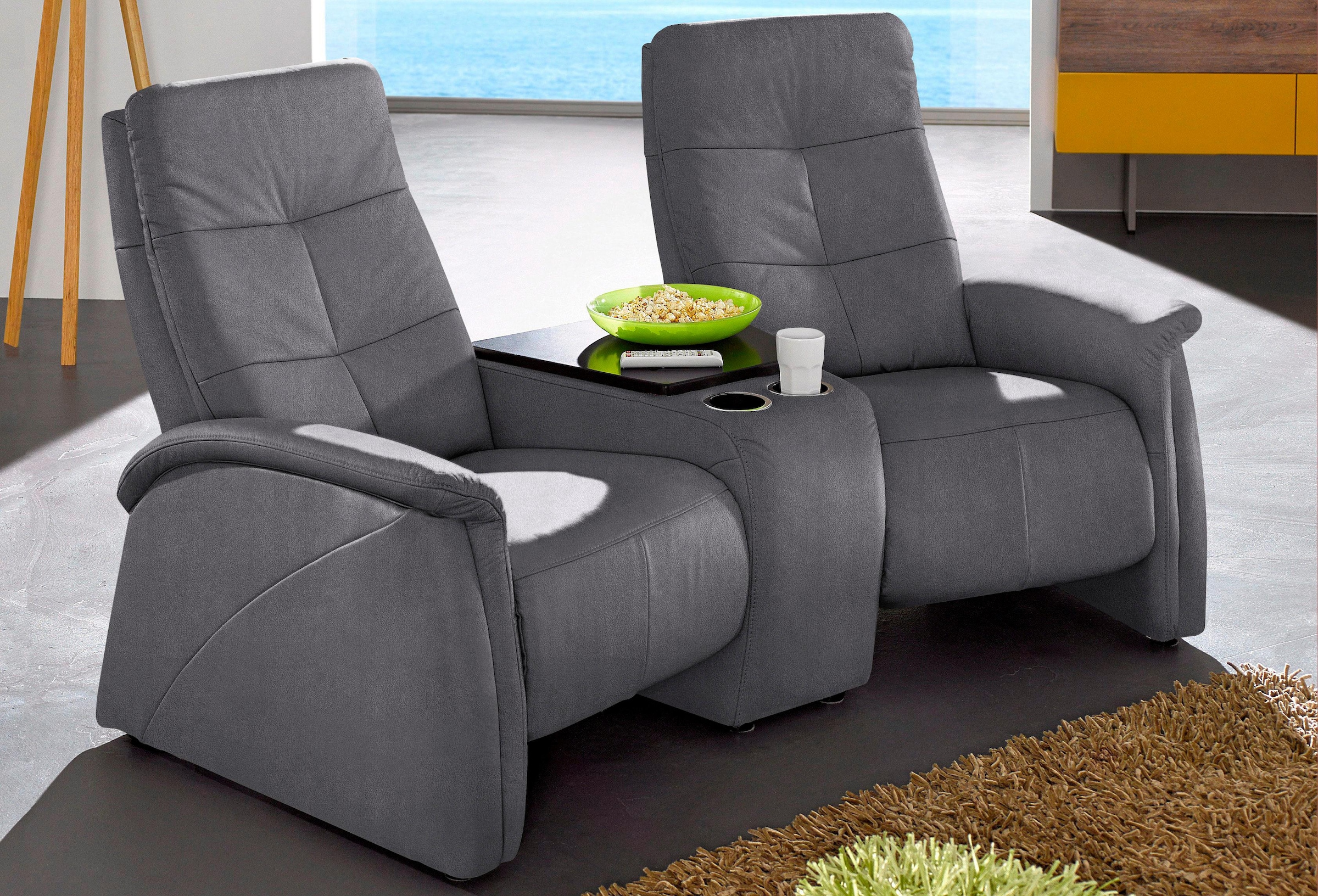 exxpo - sofa fashion 2-Sitzer »Tivoli, Kinosofa, bequem, mit Staufach, Relaxfunktion« mit Relaxfunktion, integrierter Tischablage und Stauraumfach