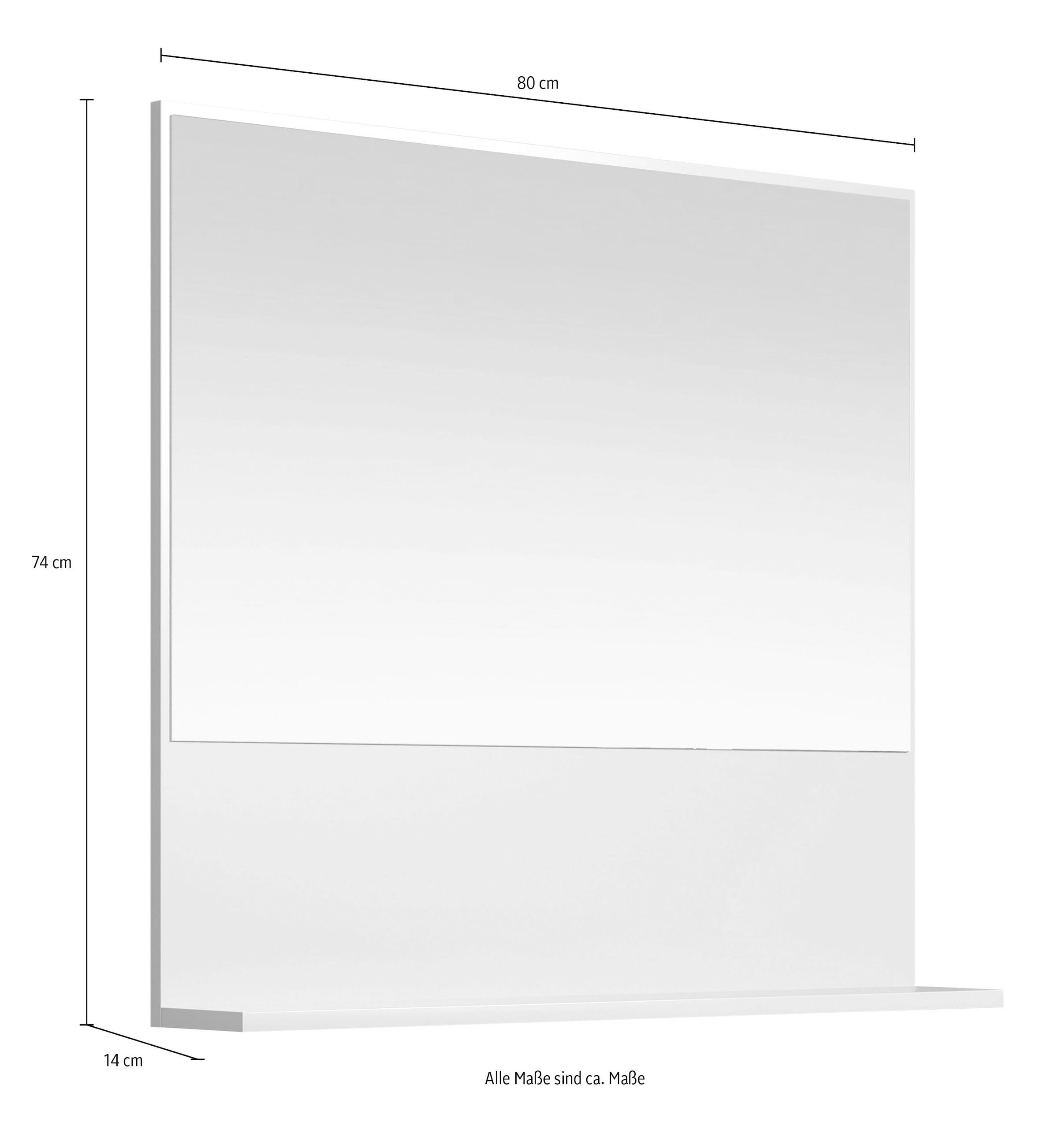welltime Miroir mural »San Pedro« Kompakter Badspiegel mit Ablagefläche – Masse (B/T/H) 80/14/74 cm