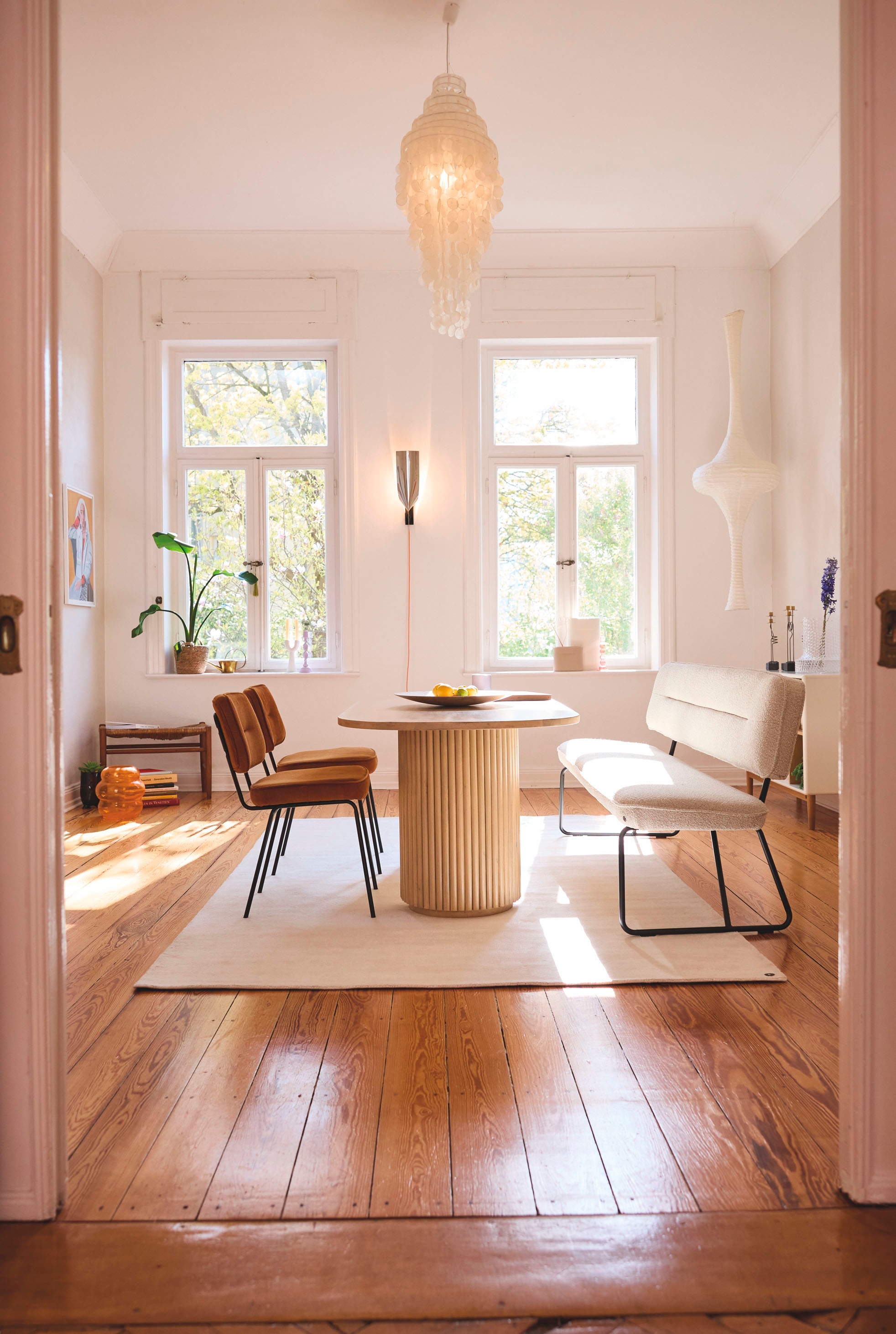 SIT Table de salle à manger »Samos 180 x 90 cm aus massivem Mangoholz im Ribbed-Look« Pieds de table marquants avec design lamellaire extravagant