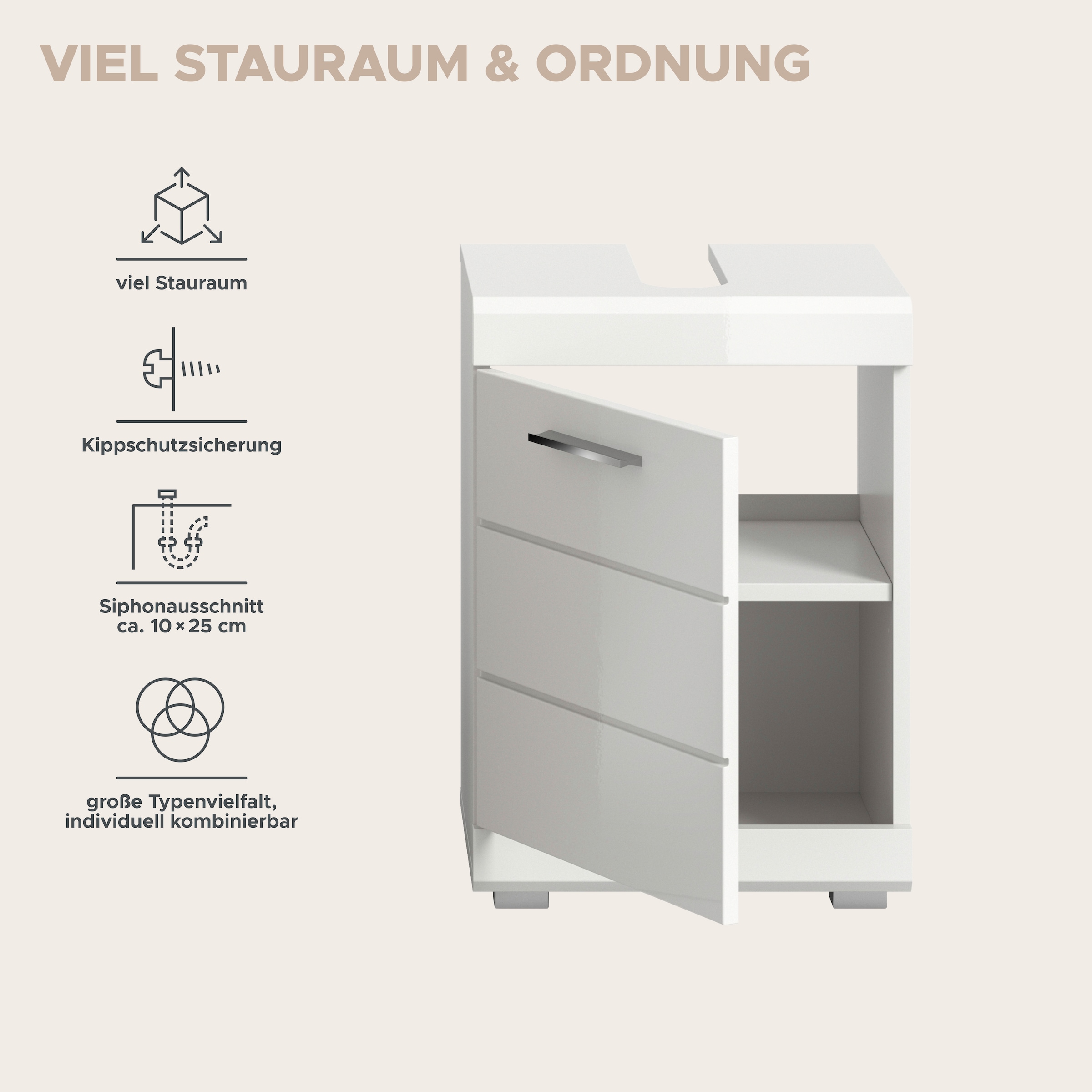 welltime Badmöbel-Set »SIENA, 2-teilig, Waschbeckenunterschrank & Spiegelschrank«