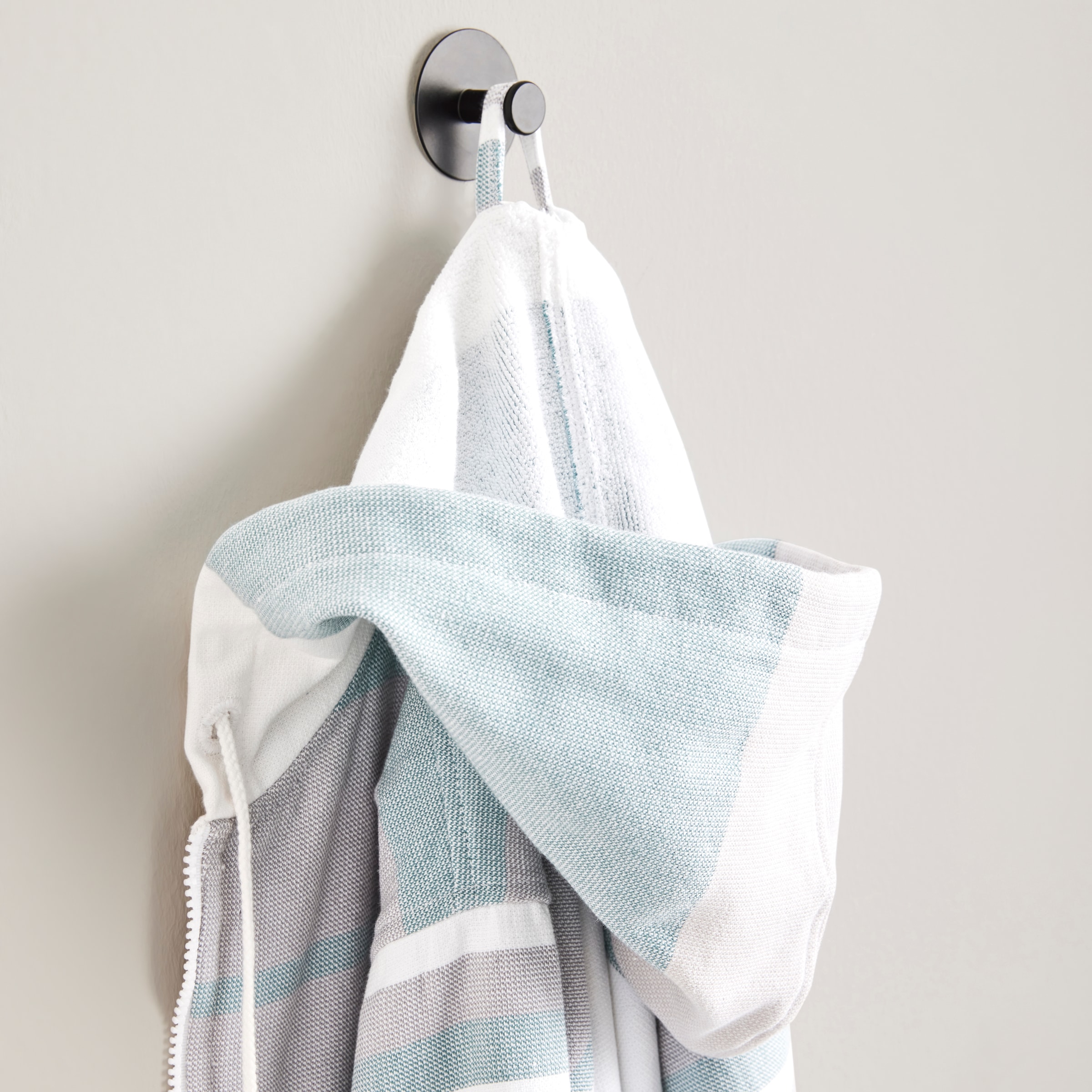 my home Bademantel »Melli, ideal für Sauna & Spa, Hotelbademantel, Morgenmantel« 1 Stk. tlg., Damenbademantel, Baumwolle, Polyester, gestreift