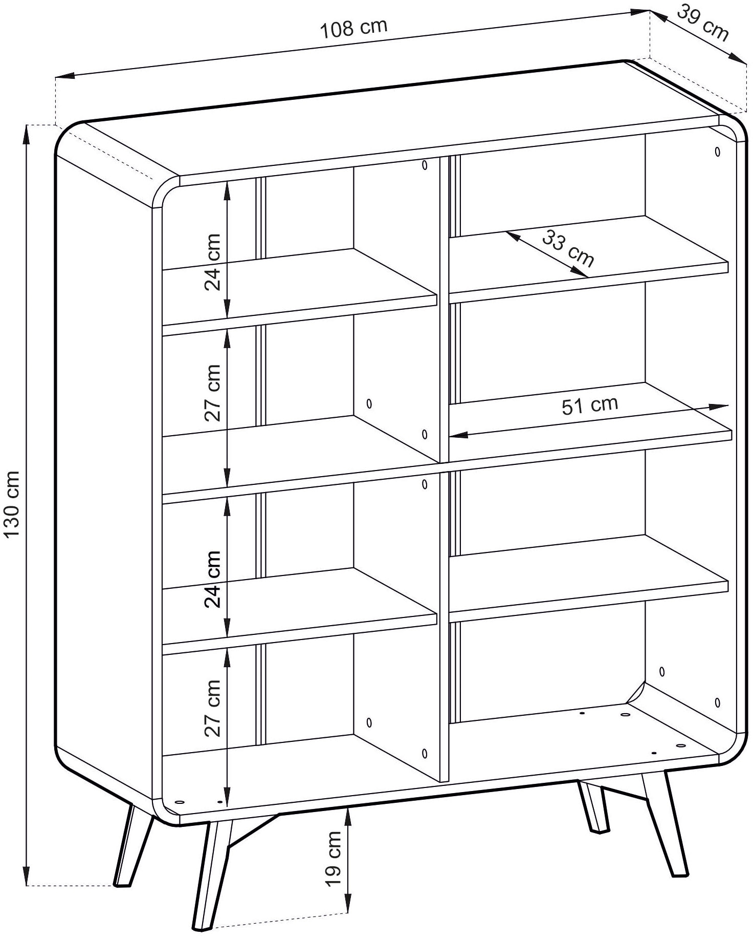 Home affaire Buffet haut »Torsby, moderner Schrank, Stauraumelement in Eiche Natur, 108 cm breit« abgerundete Ecken, ausreichend Stauraum, vielseitig einsetzbar