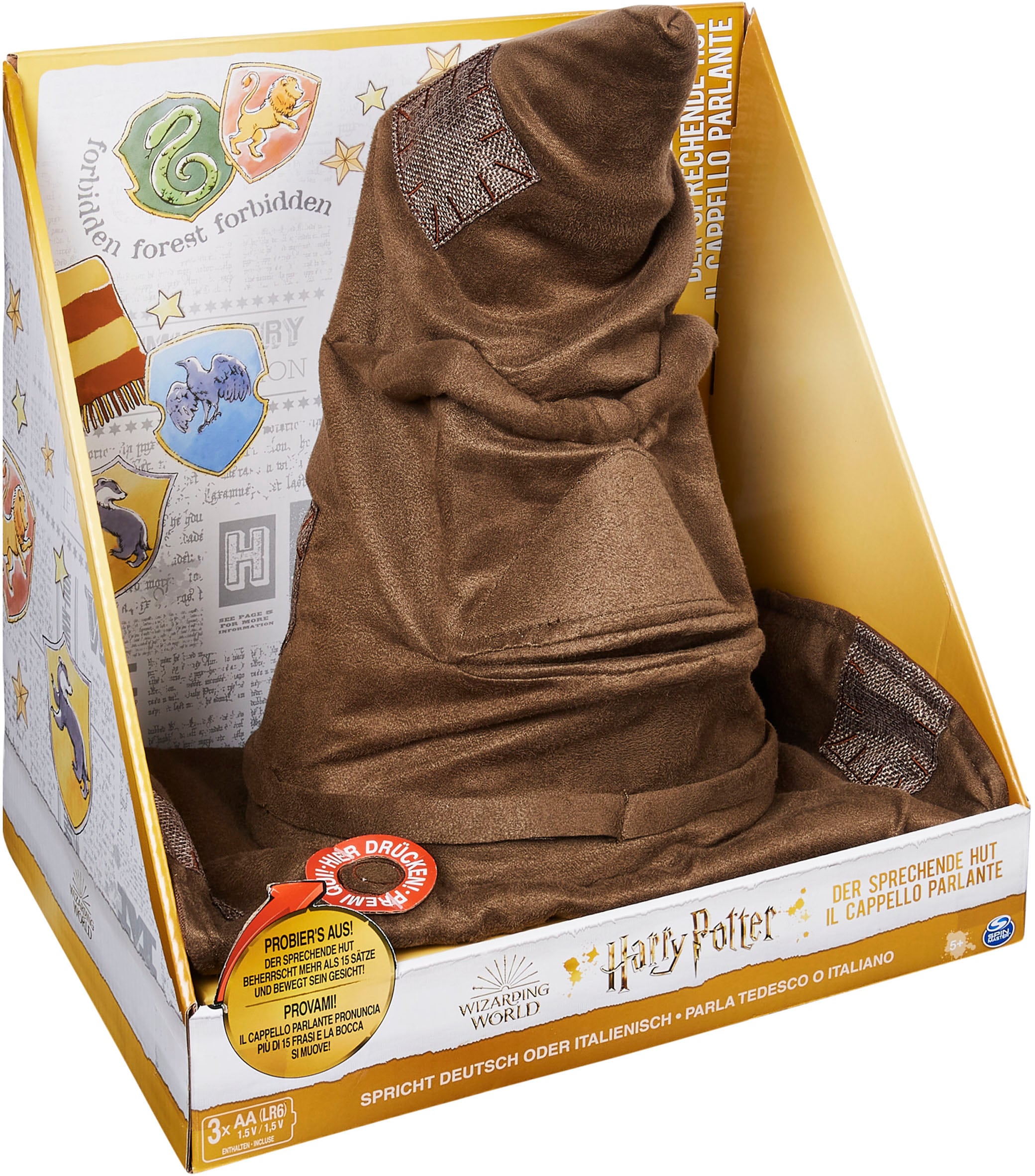 Spin Master Spielfigur »Wizarding World - Sprechender Hut (zweisprachig DE+IT)« mit Geräuschen und Bewegungen
