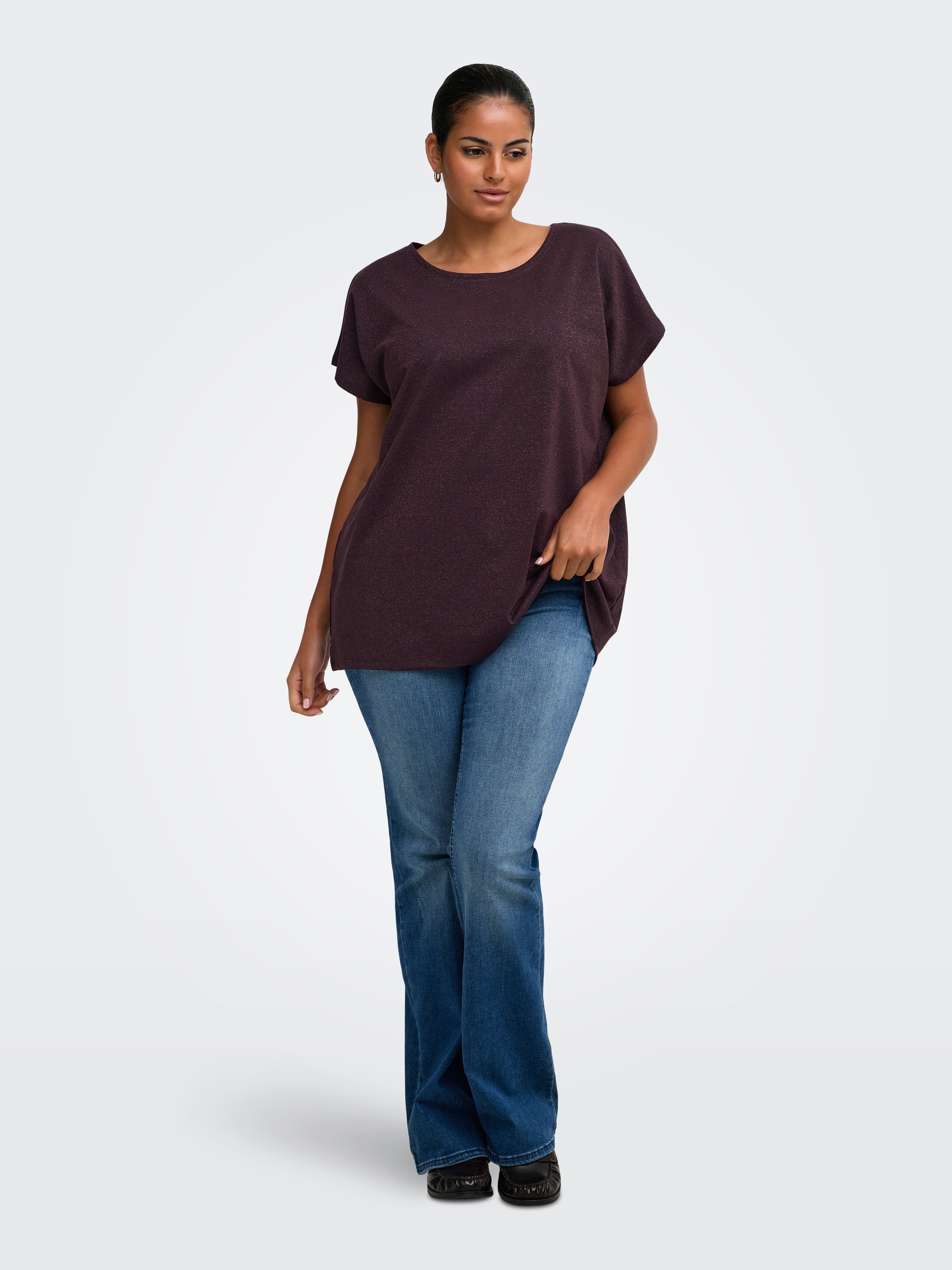 ONLY CARMAKOMA T-shirt à manches courtes »CARMOSTER GLITTER S/S TOP JRS NOOS« mélange viscose, coupe régulière