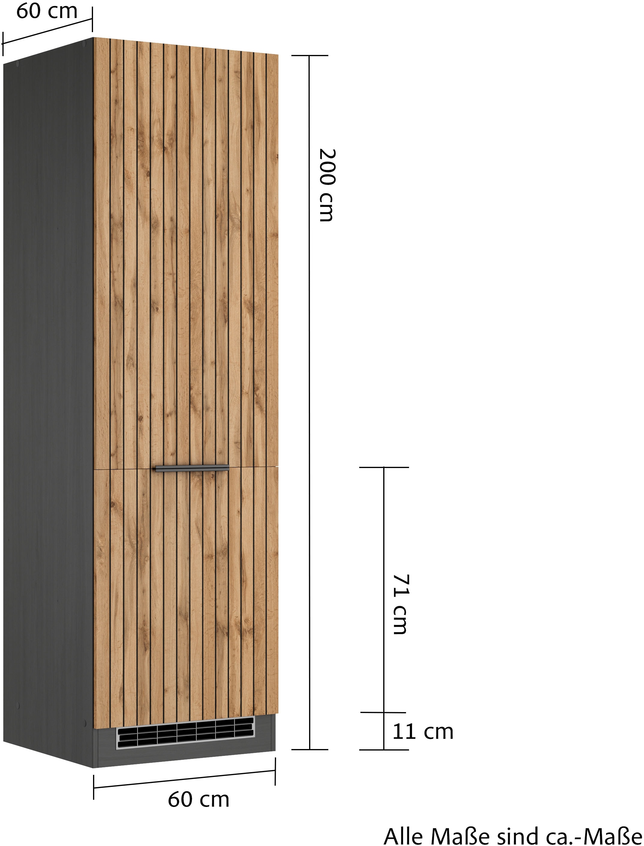 KOCHSTATION Armoire réfrigérée encastrable »KS-Lagos« largeur/hauteur 60/200 cm, avec 2 portes et 1 niche ouverte