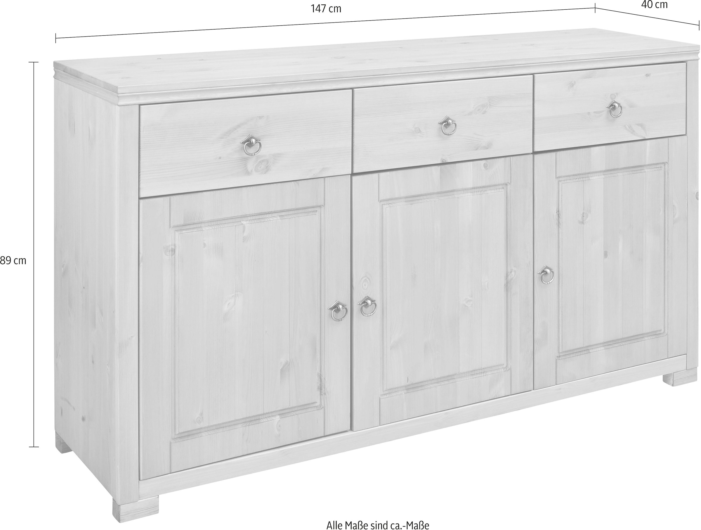 GOODproduct Sideboard »Gotland« Kommode, Breite 147 cm, aus massiver Kiefer, FSC®