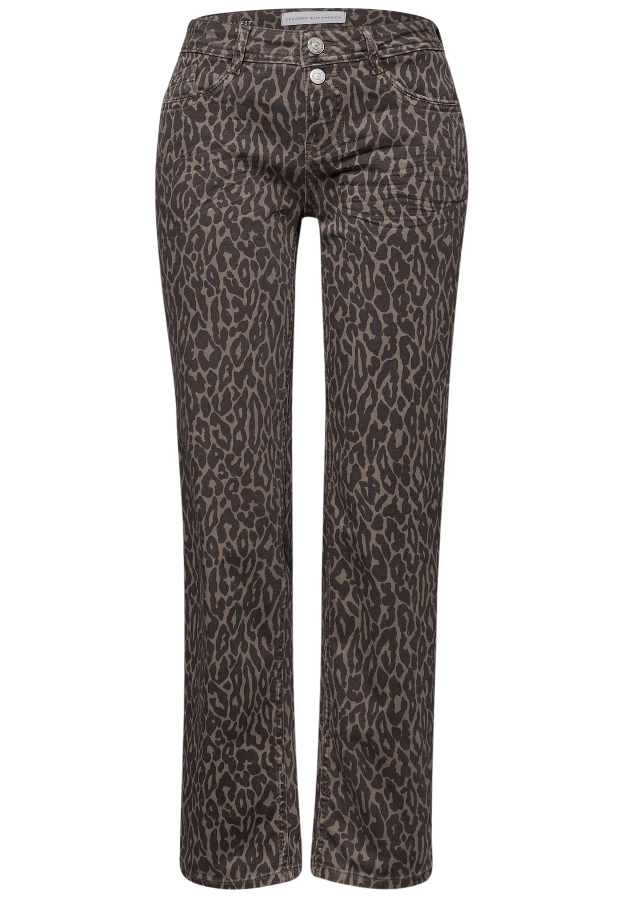 STREET ONE Jeans droit »Style Amalia« im Leo-Look